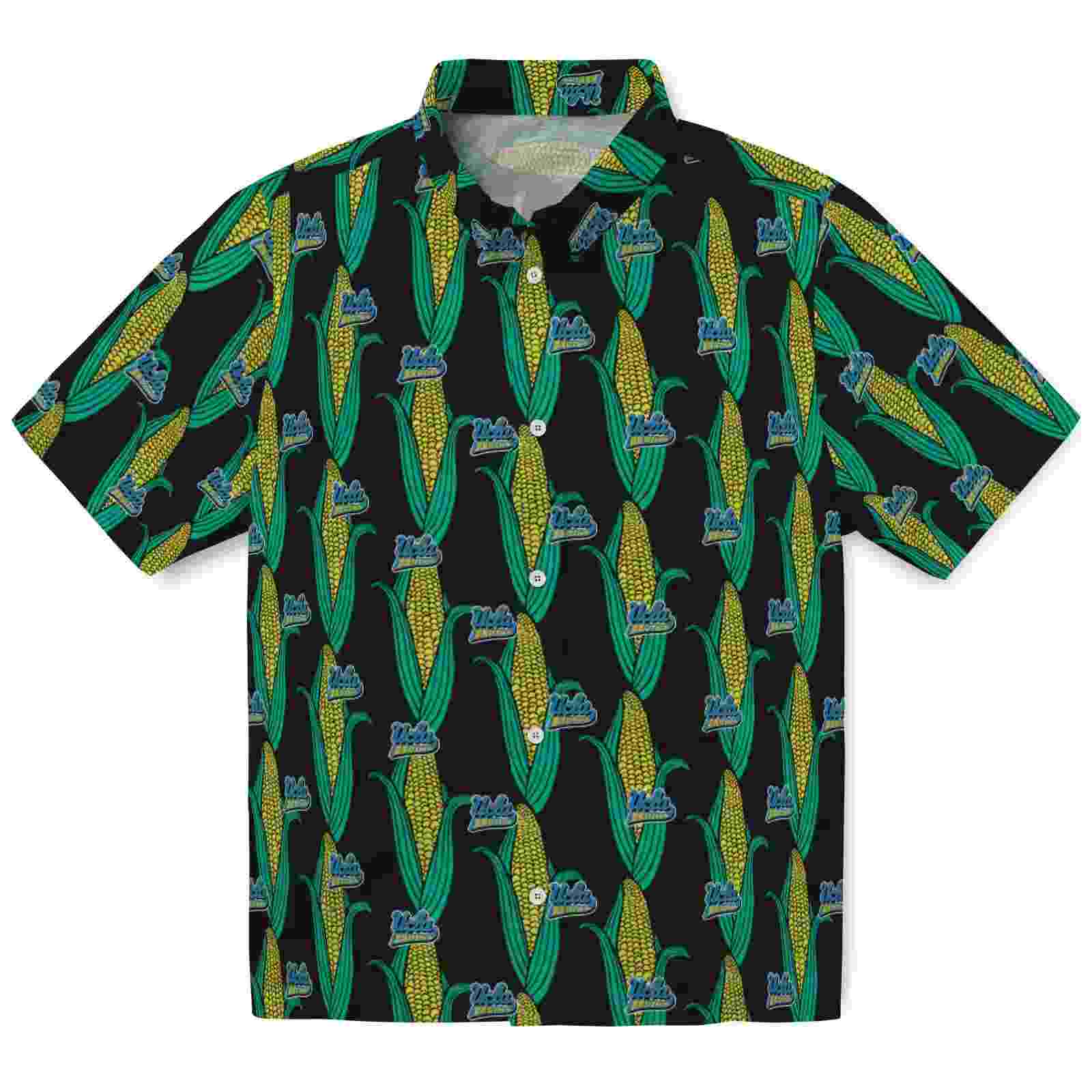 UCLA Bruins Corn Motifs Black Green Hawaiian Shirt