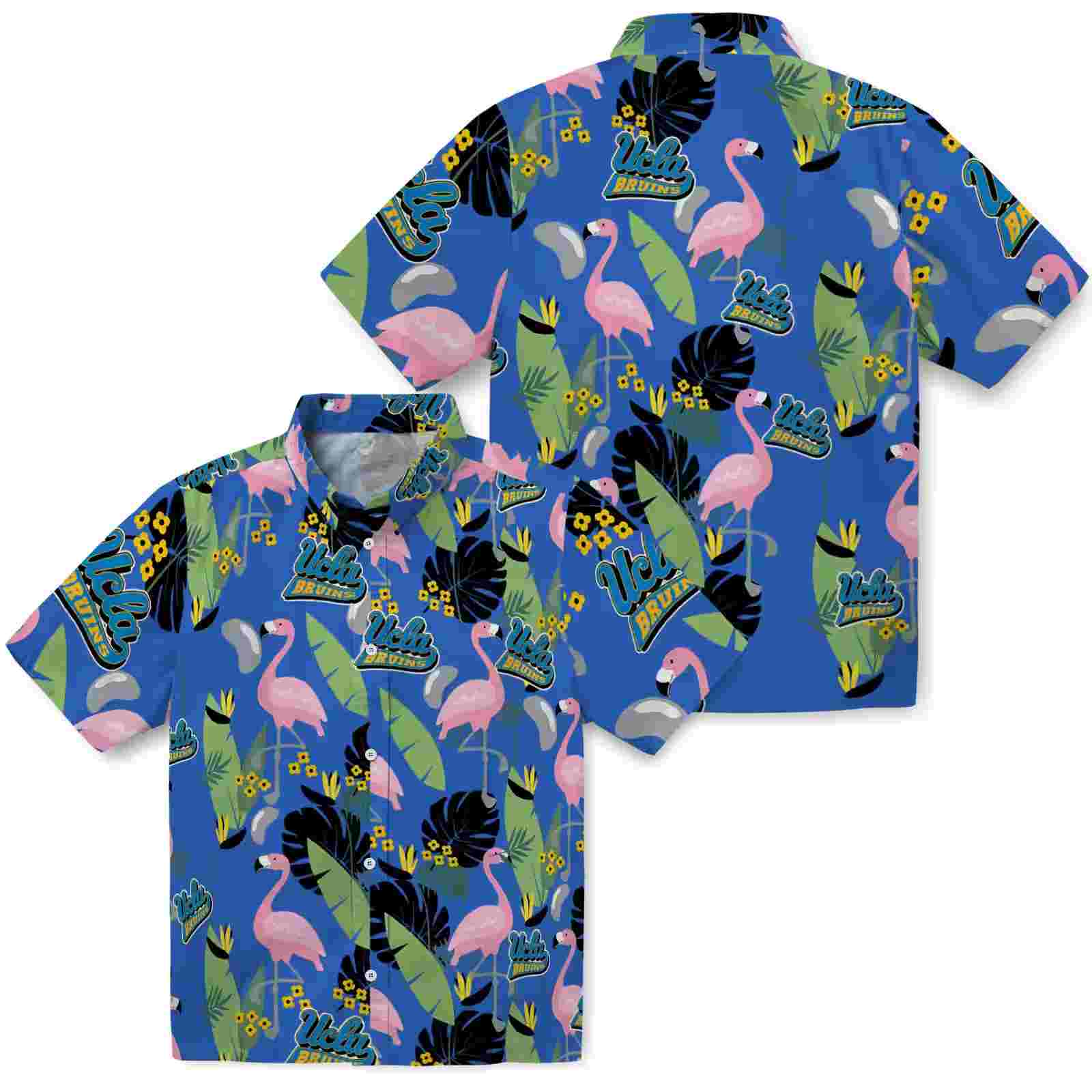 ucla bruins flamingo leaves blue hawaiian shirt high quality