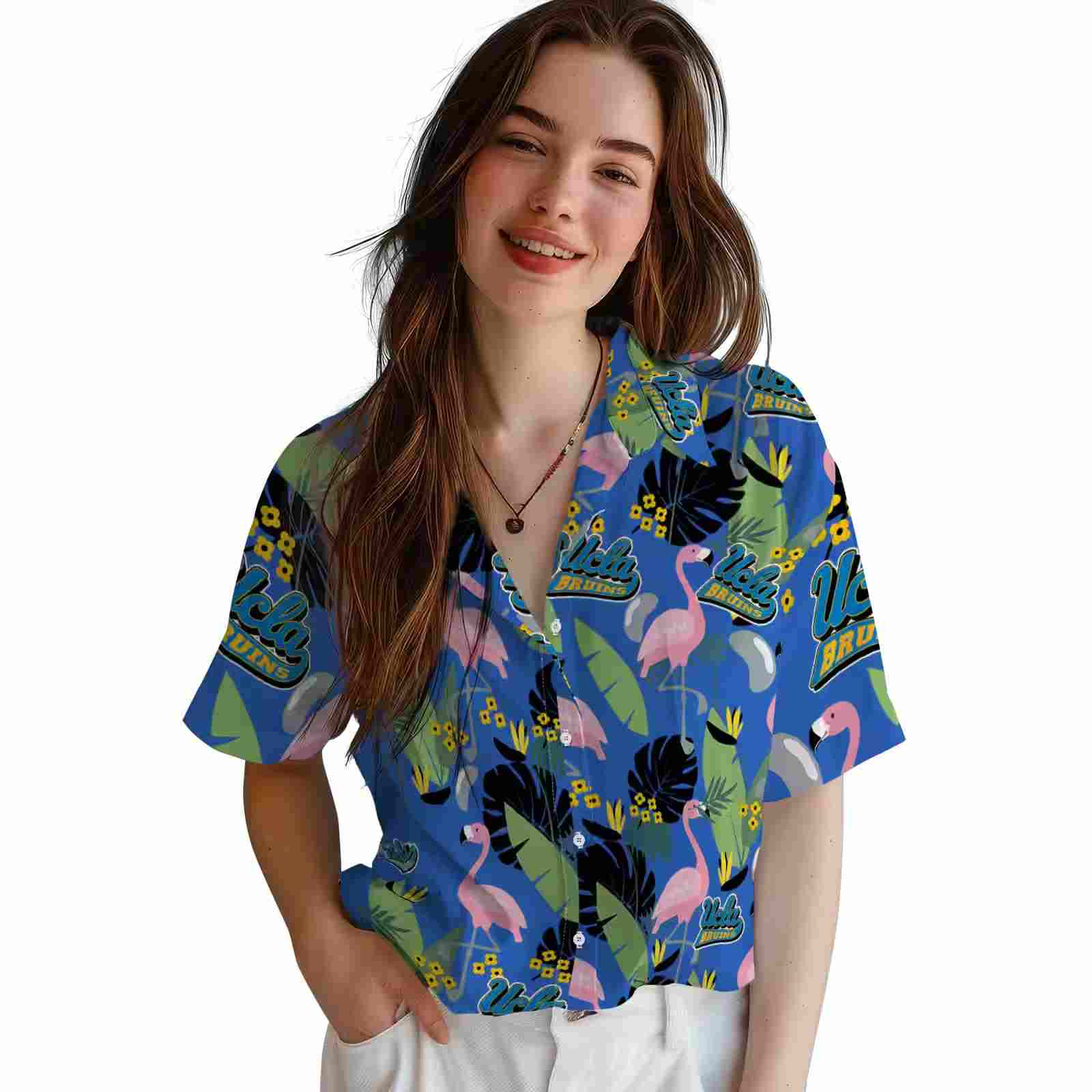 ucla bruins flamingo leaves blue hawaiian shirt latest model