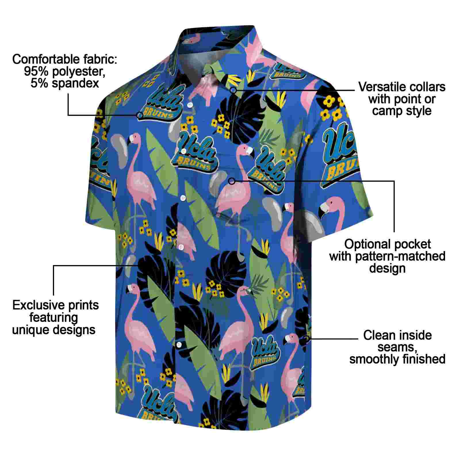 ucla bruins flamingo leaves blue hawaiian shirt new arrival