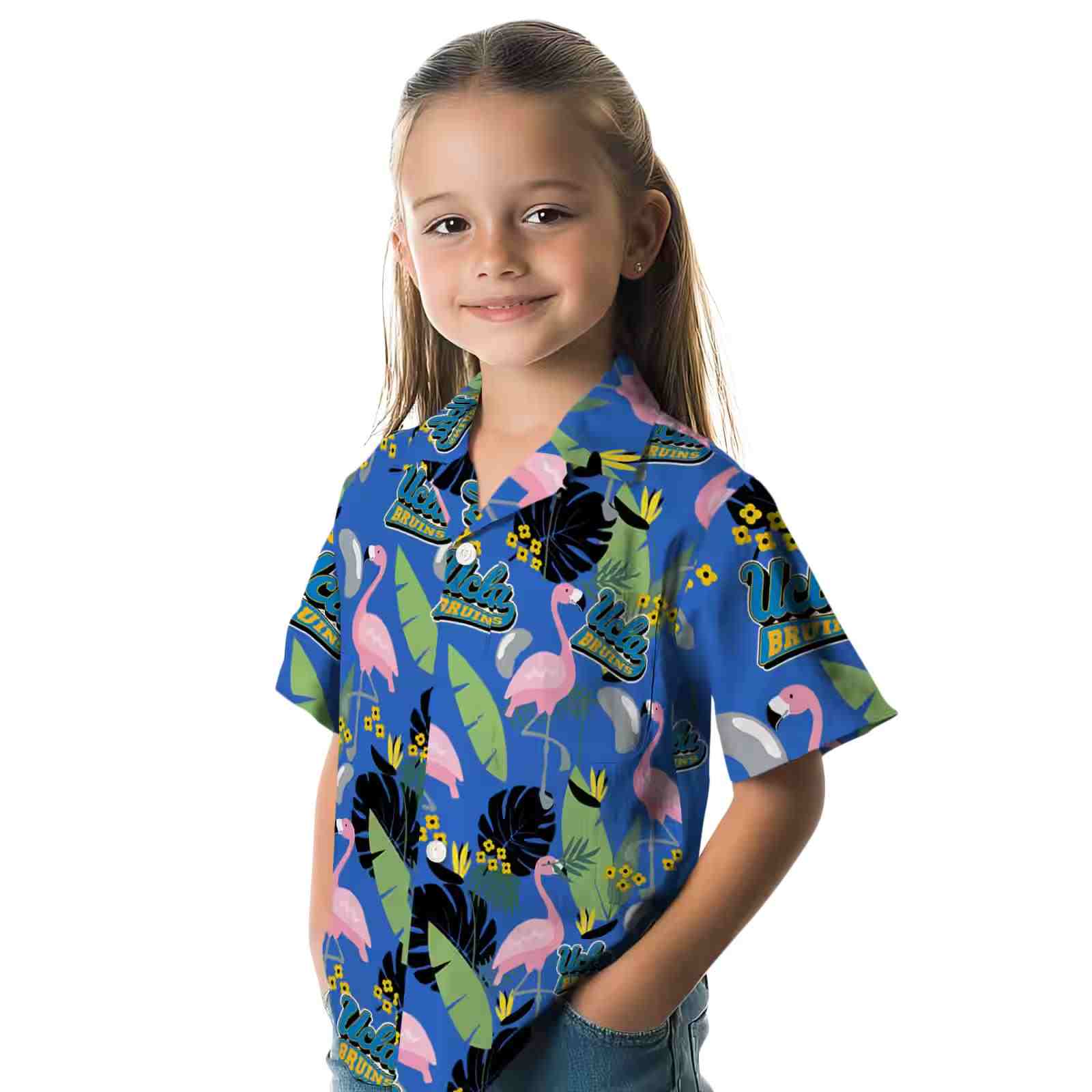 ucla bruins flamingo leaves blue hawaiian shirt premium grade