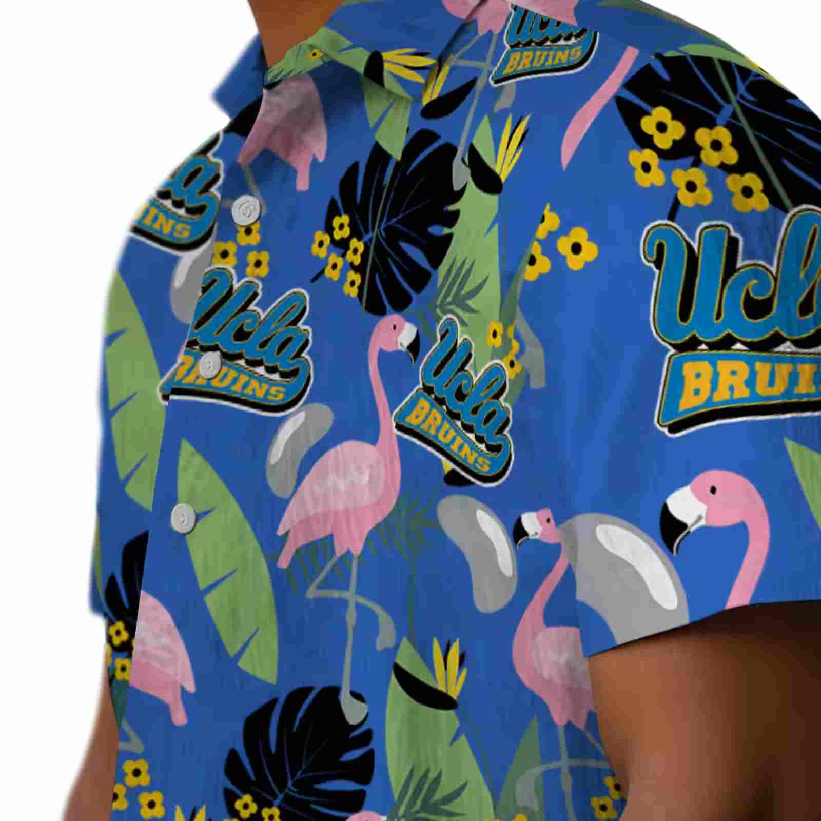 ucla bruins flamingo leaves blue hawaiian shirt trendy