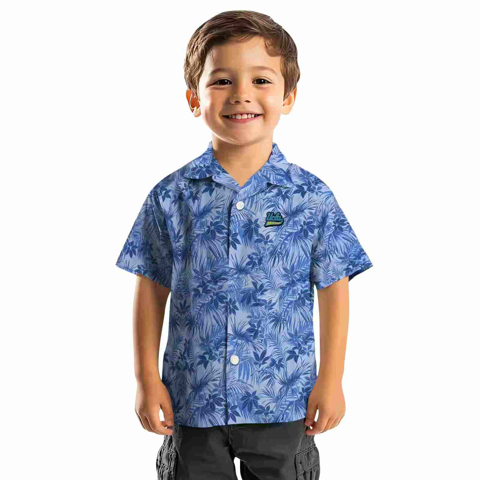 ucla bruins leafy pattern blue hawaiian shirt top rated