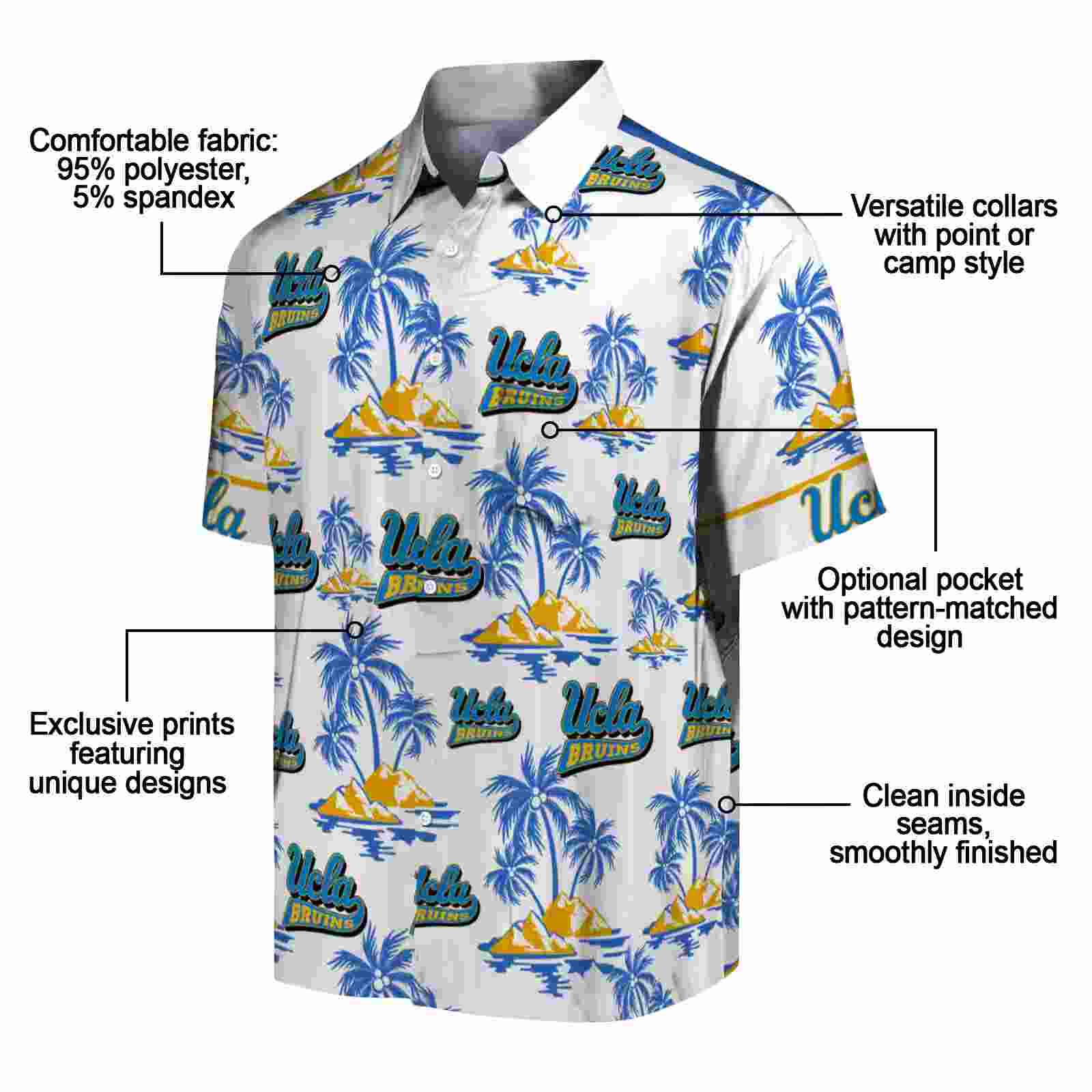 ucla bruins palm island print blue white hawaiian shirt new arrival