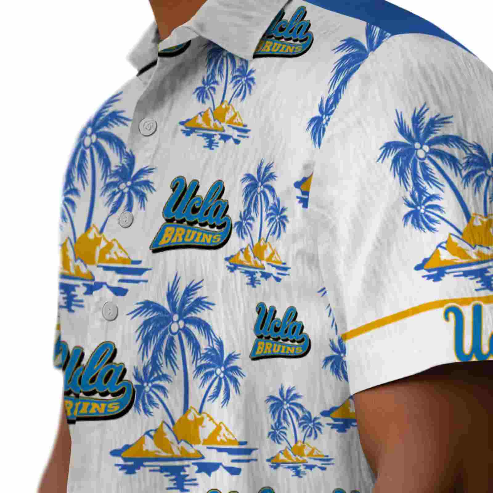 ucla bruins palm island print blue white hawaiian shirt trendy