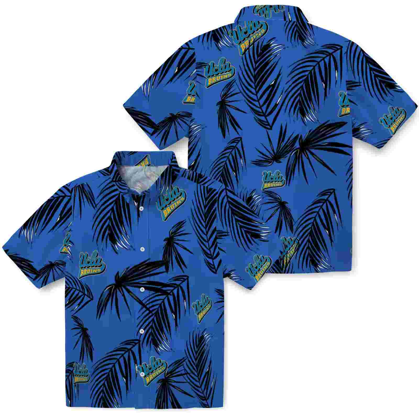 ucla bruins palm leaf blue hawaiian shirt high quality