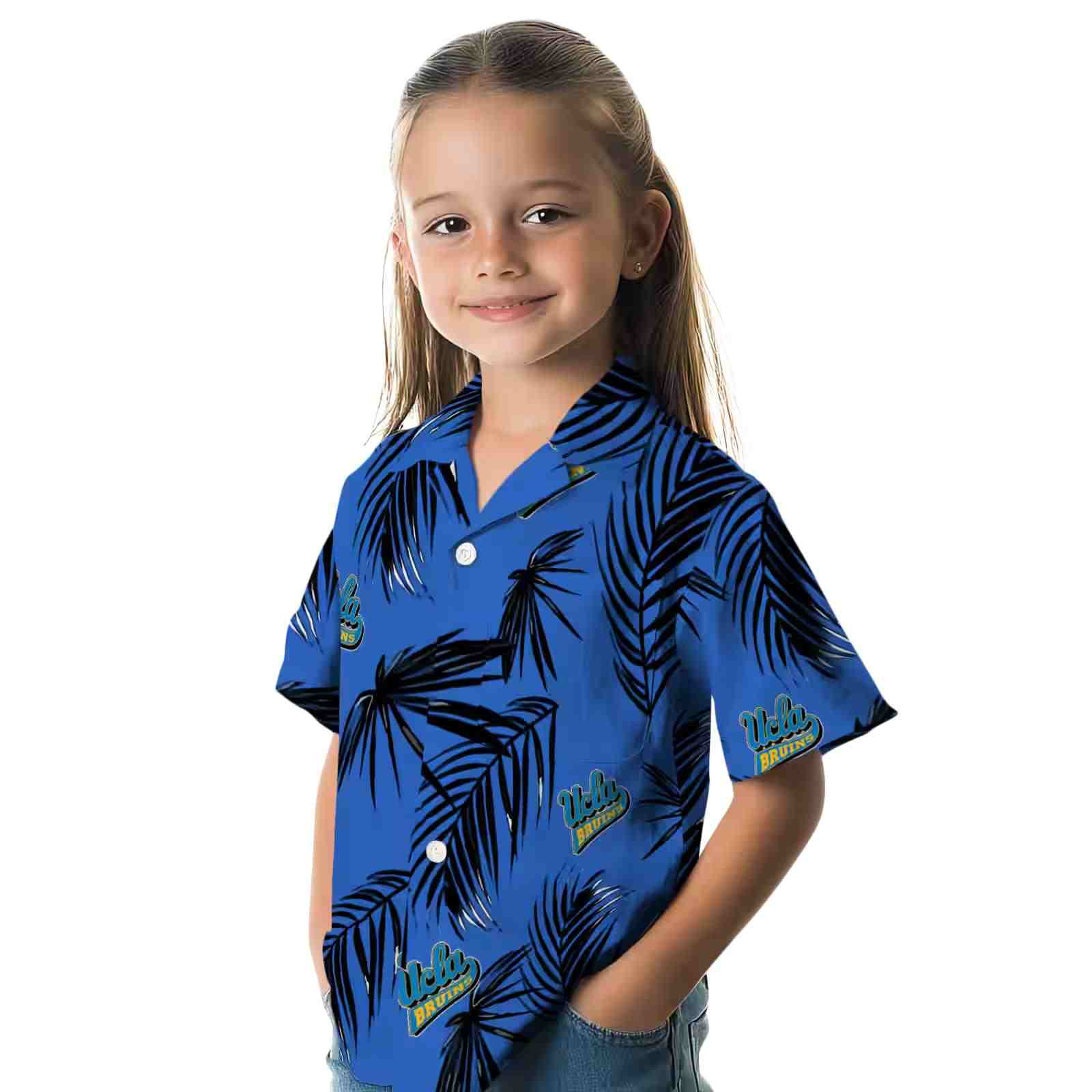 ucla bruins palm leaf blue hawaiian shirt premium grade