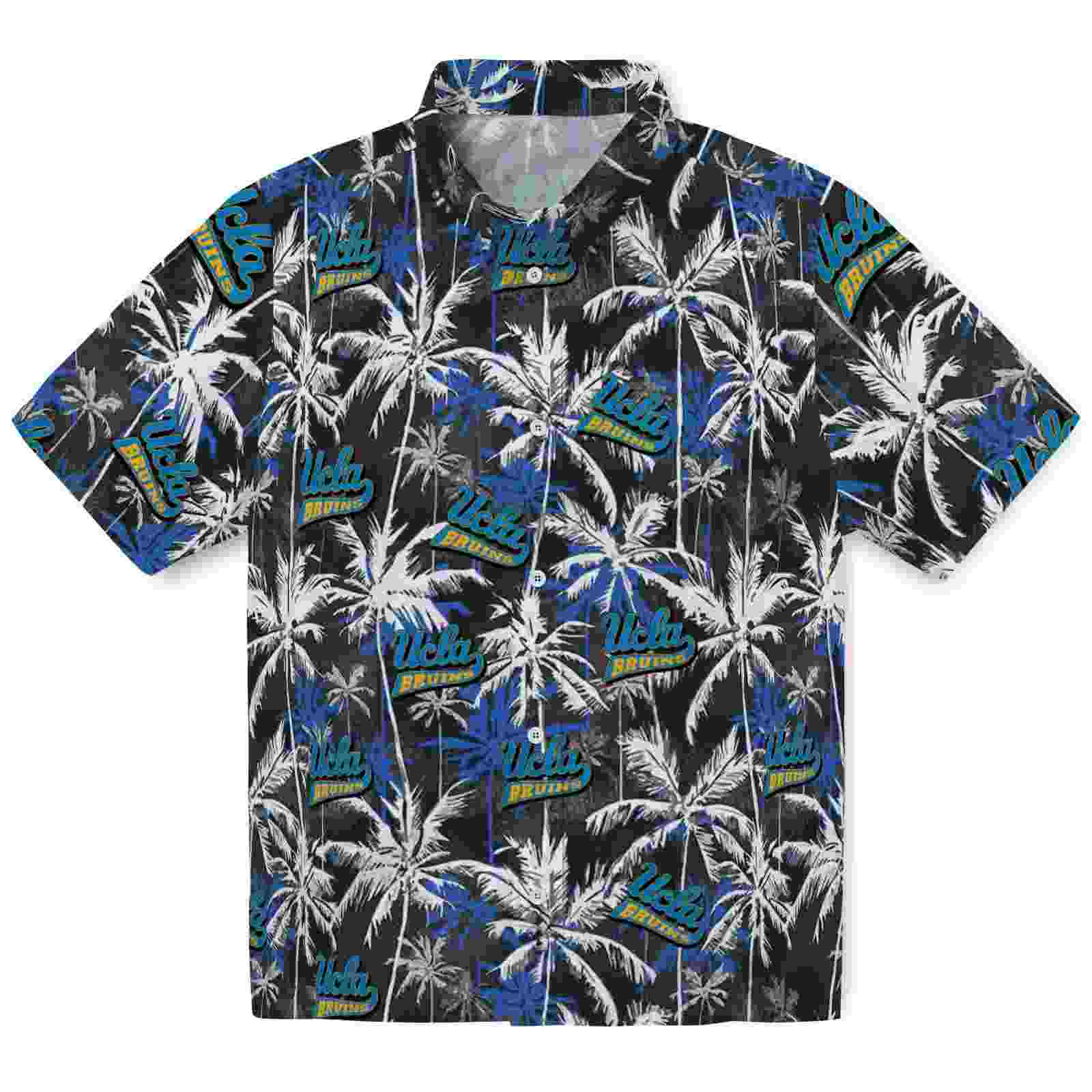 UCLA Bruins Palm Pattern Blue Black Hawaiian Shirt