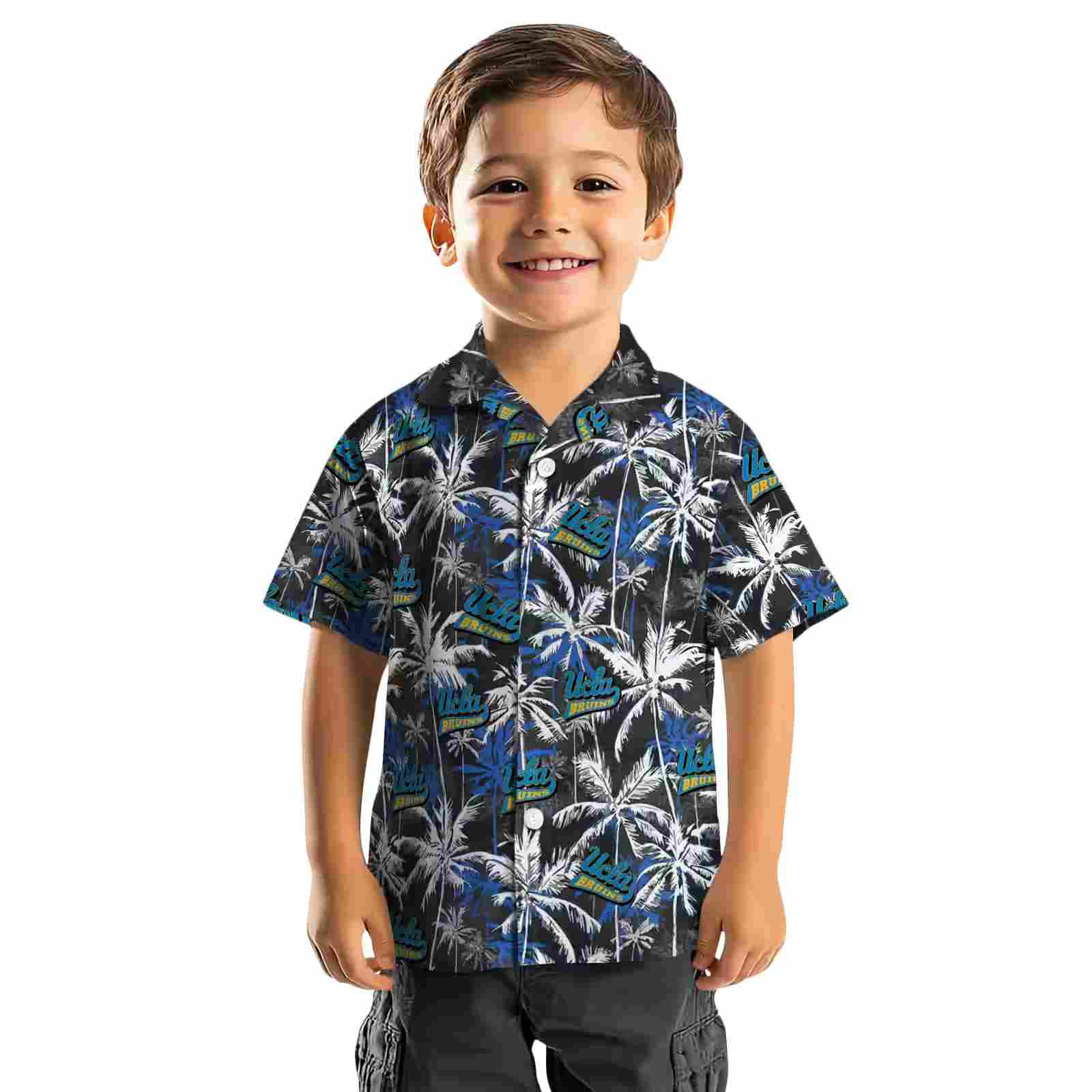 ucla bruins palm pattern blue black hawaiian shirt top rated