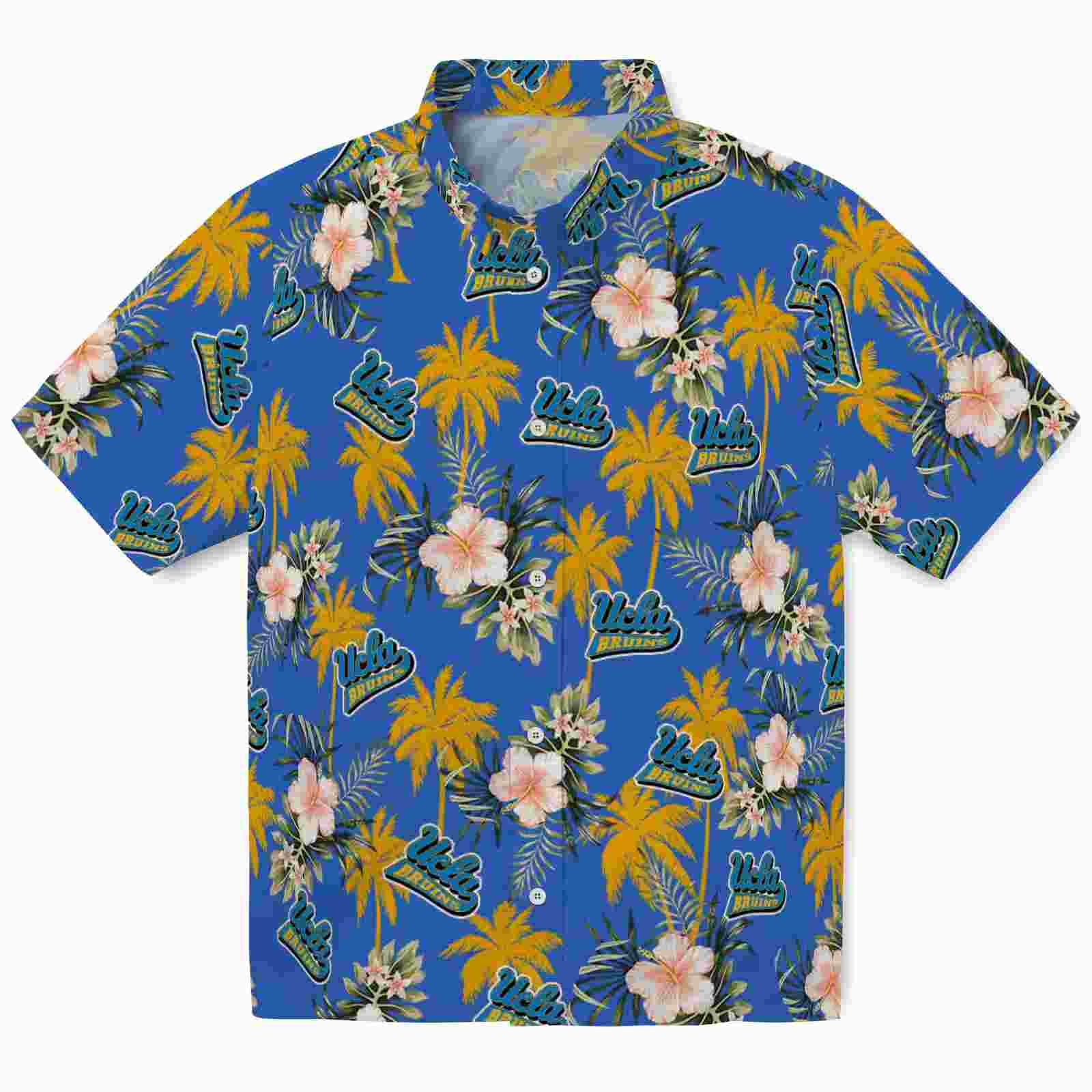 UCLA Bruins Palm Tree Flower Blue Hawaiian Shirt