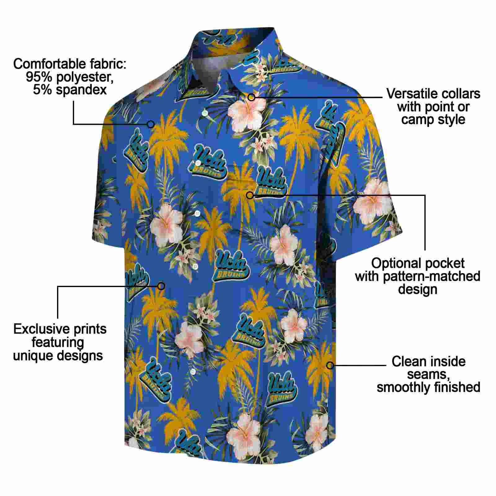 ucla bruins palm tree flower blue hawaiian shirt new arrival