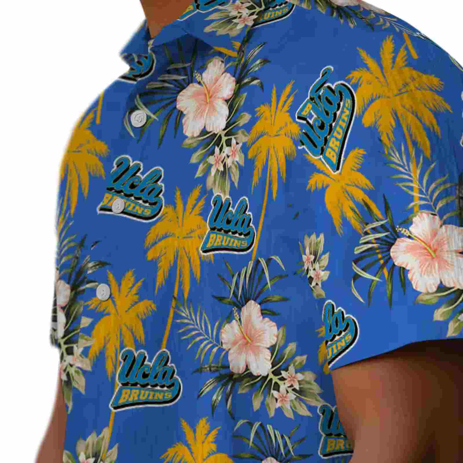 ucla bruins palm tree flower blue hawaiian shirt trendy