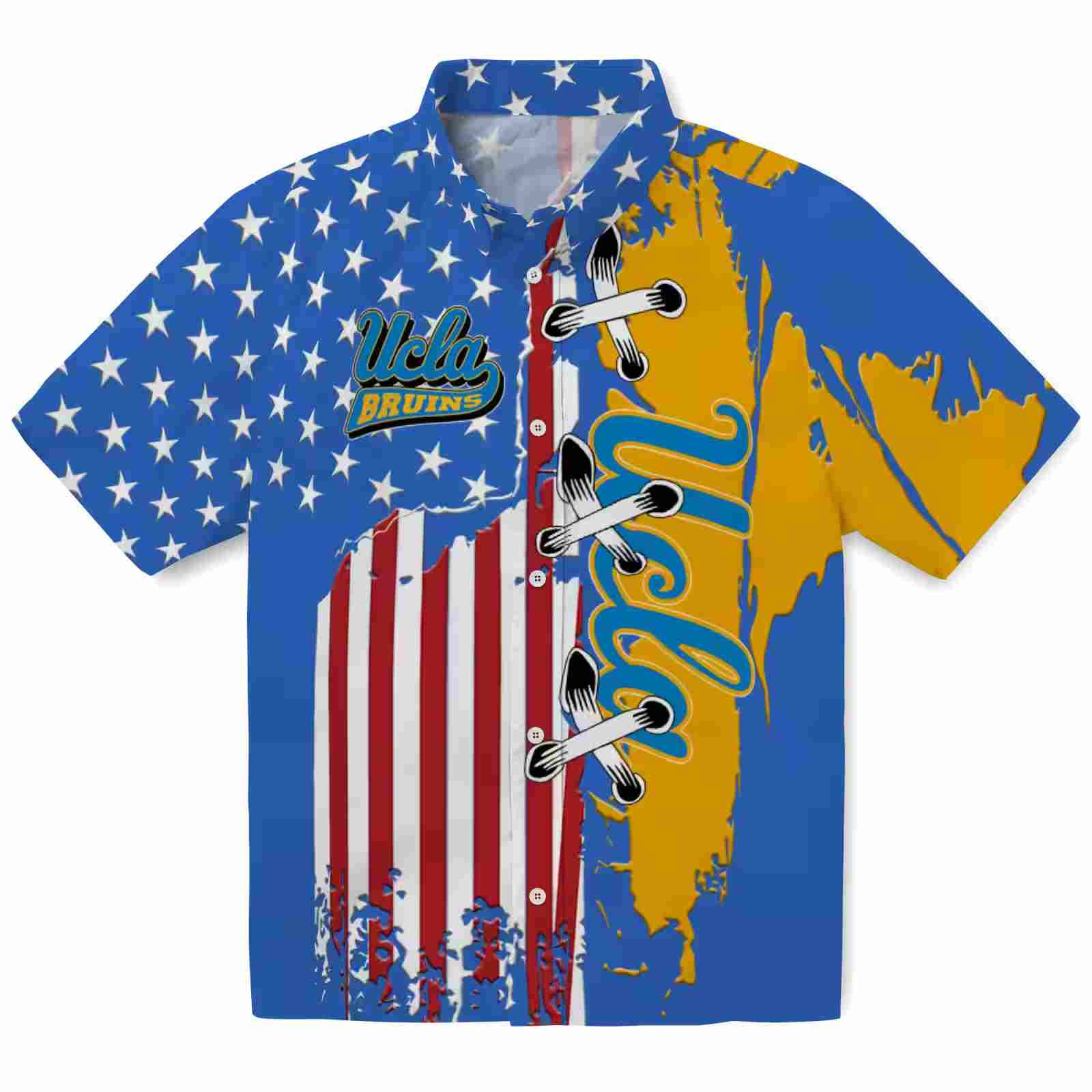 UCLA Bruins Stitched Flag Blue Hawaiian Shirt