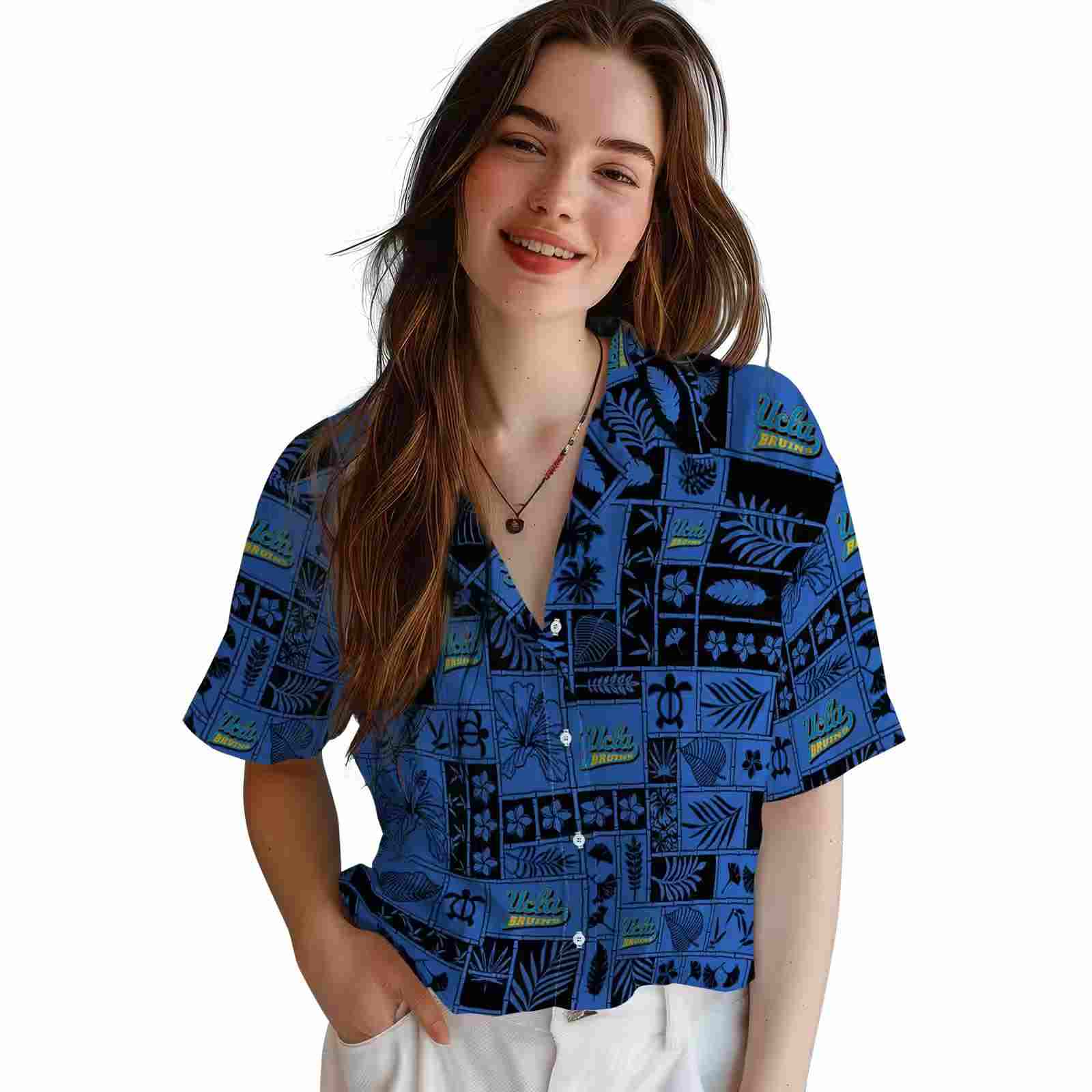 ucla bruins tropical patchwork blue black hawaiian shirt latest model