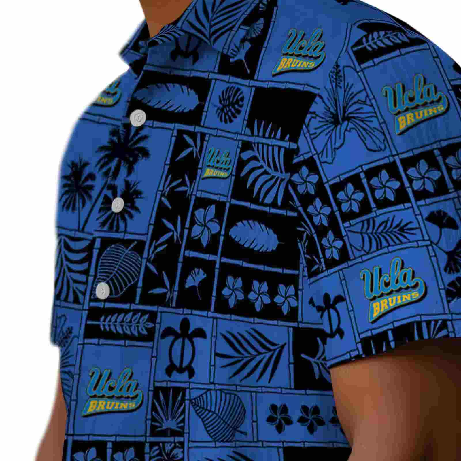 ucla bruins tropical patchwork blue black hawaiian shirt trendy