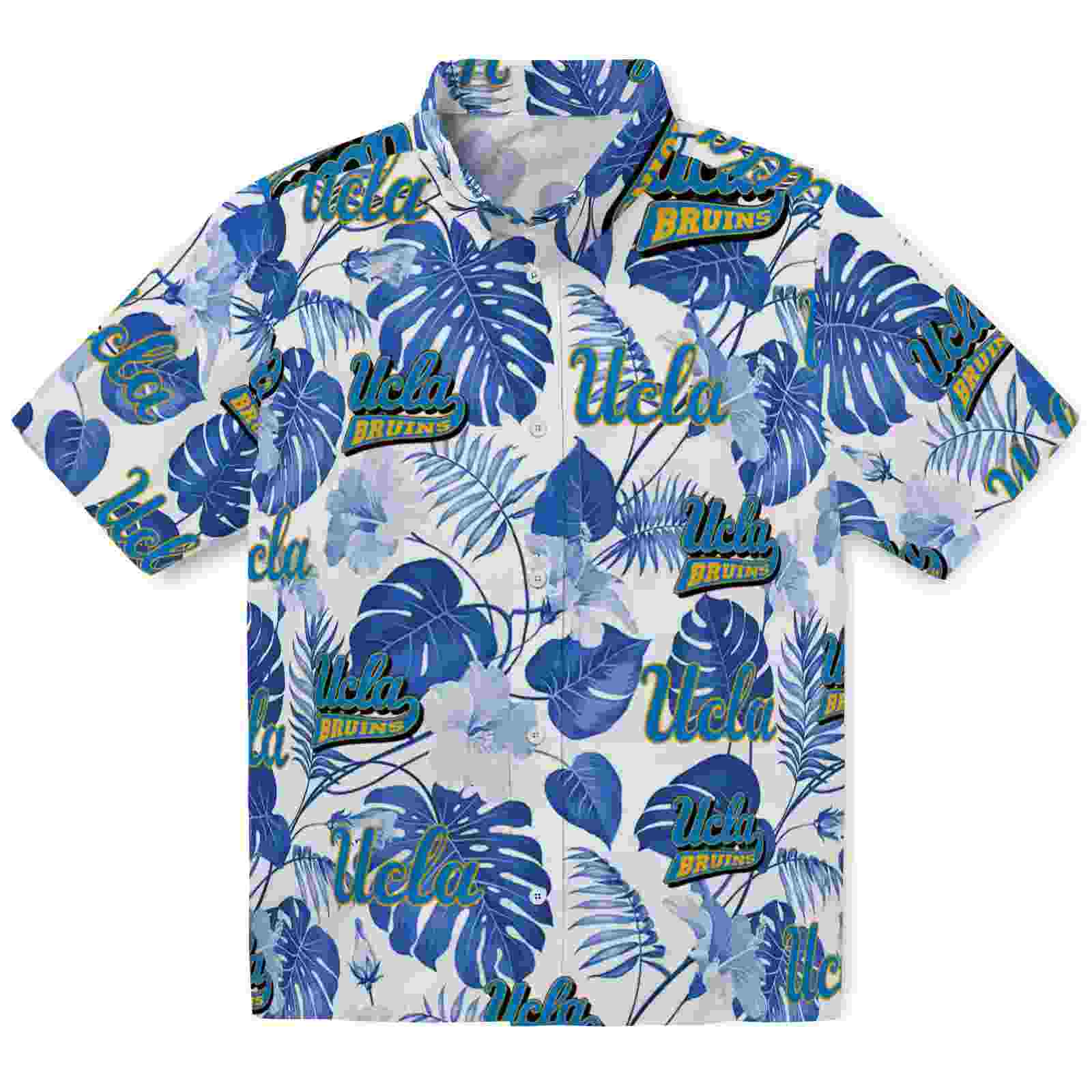 UCLA Bruins Tropical Plants Blue White Hawaiian Shirt