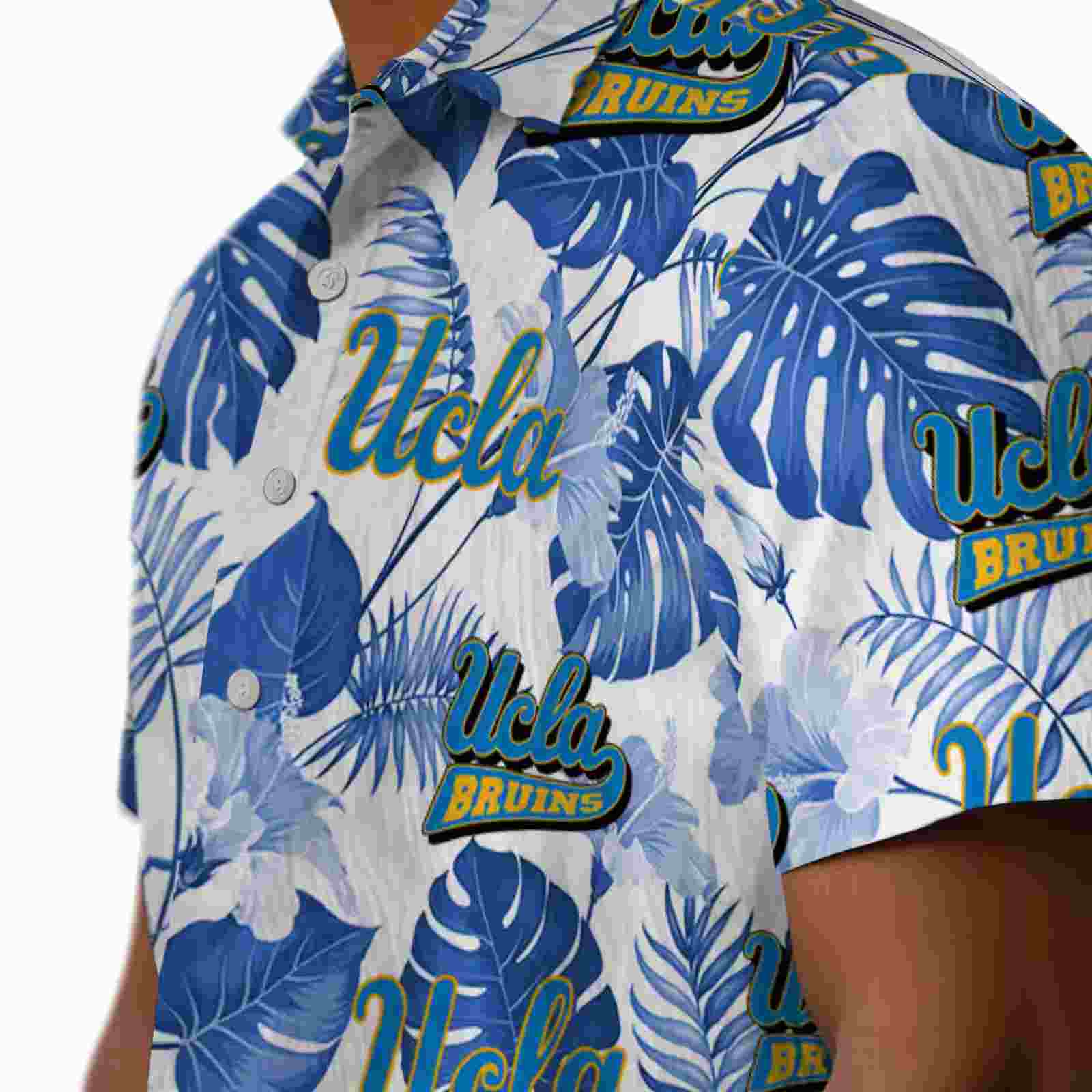 ucla bruins tropical plants blue white hawaiian shirt trendy