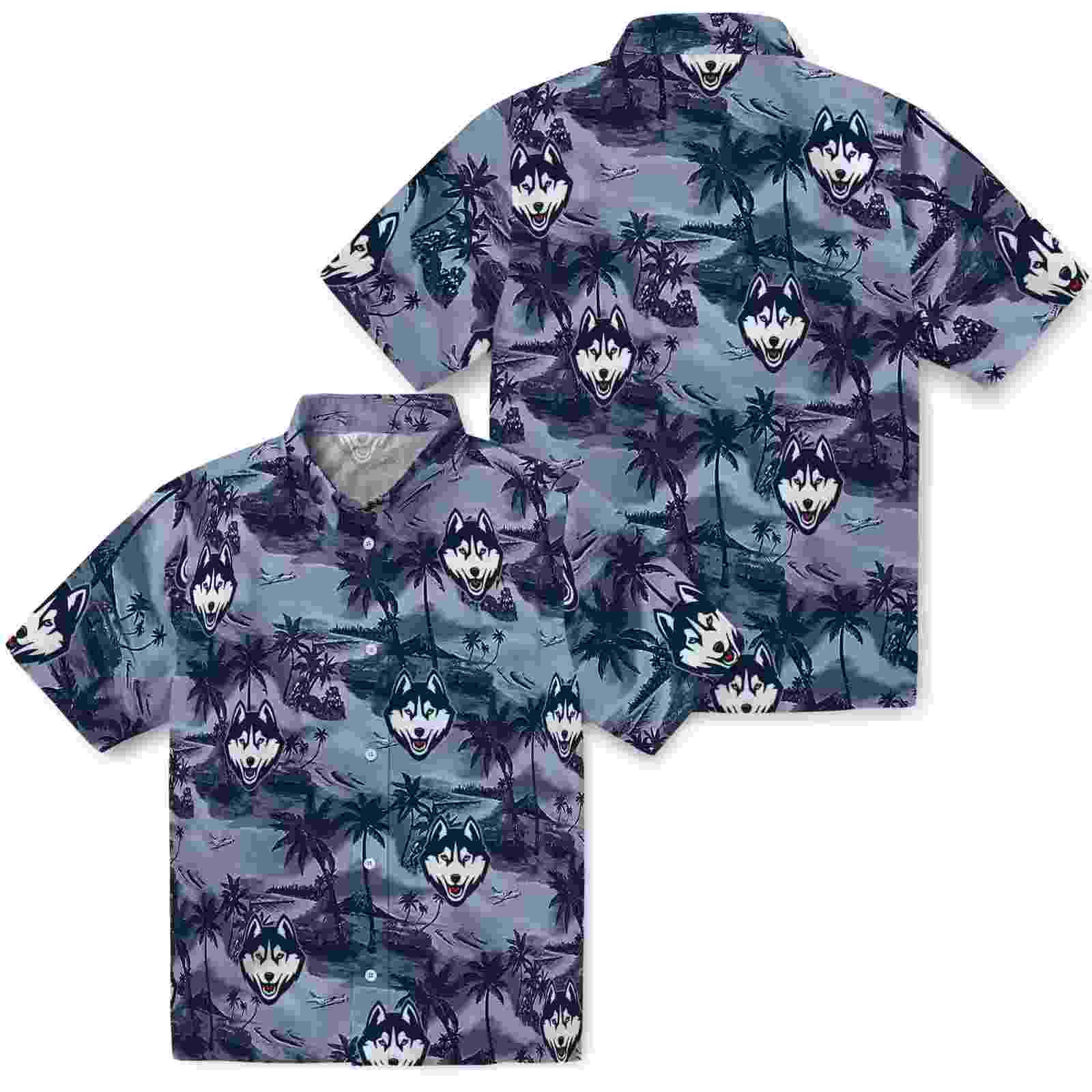 uconn huskies coastal palms blue hawaiian shirt high quality