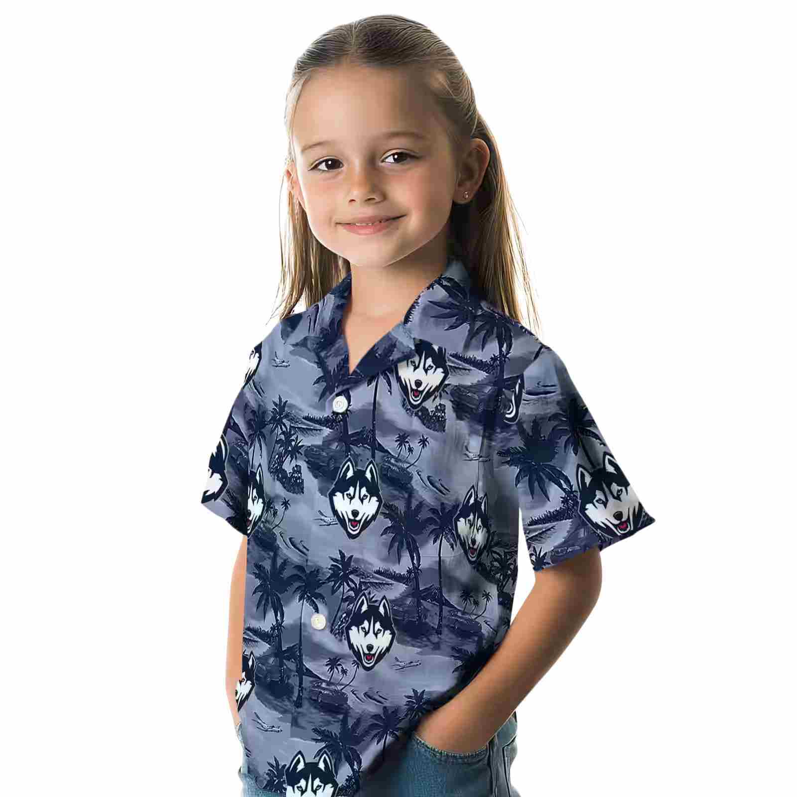 uconn huskies coastal palms blue hawaiian shirt premium grade