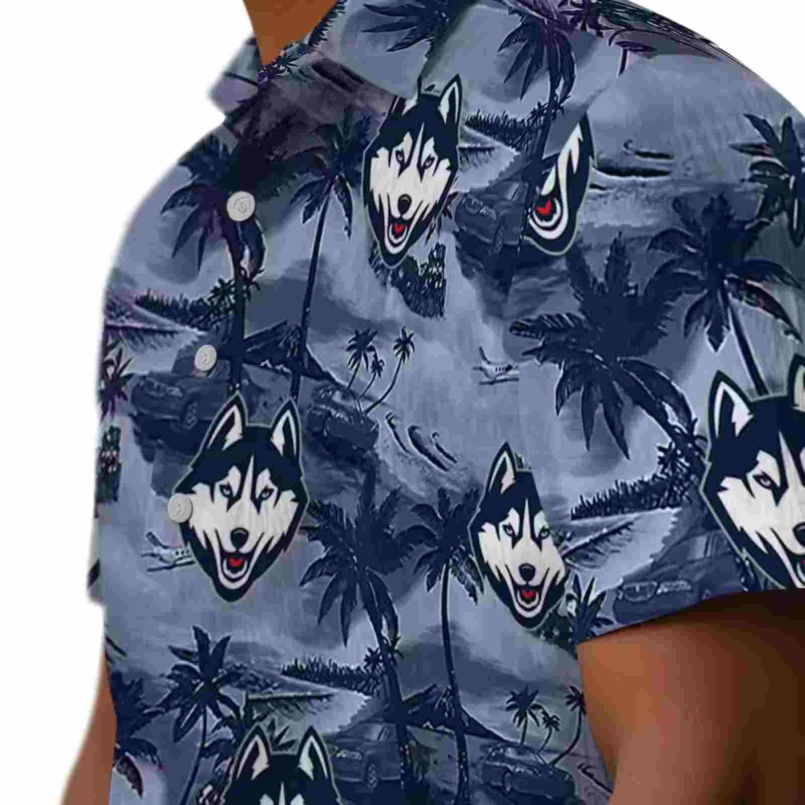 uconn huskies coastal palms blue hawaiian shirt trendy