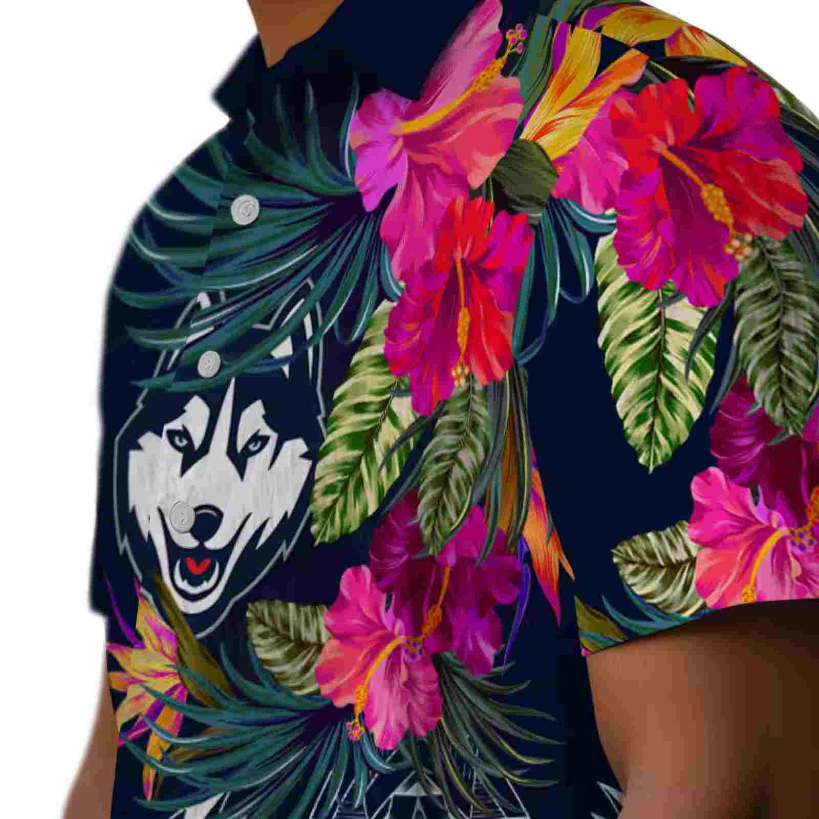 uconn huskies floral polynesian blue hawaiian shirt trendy