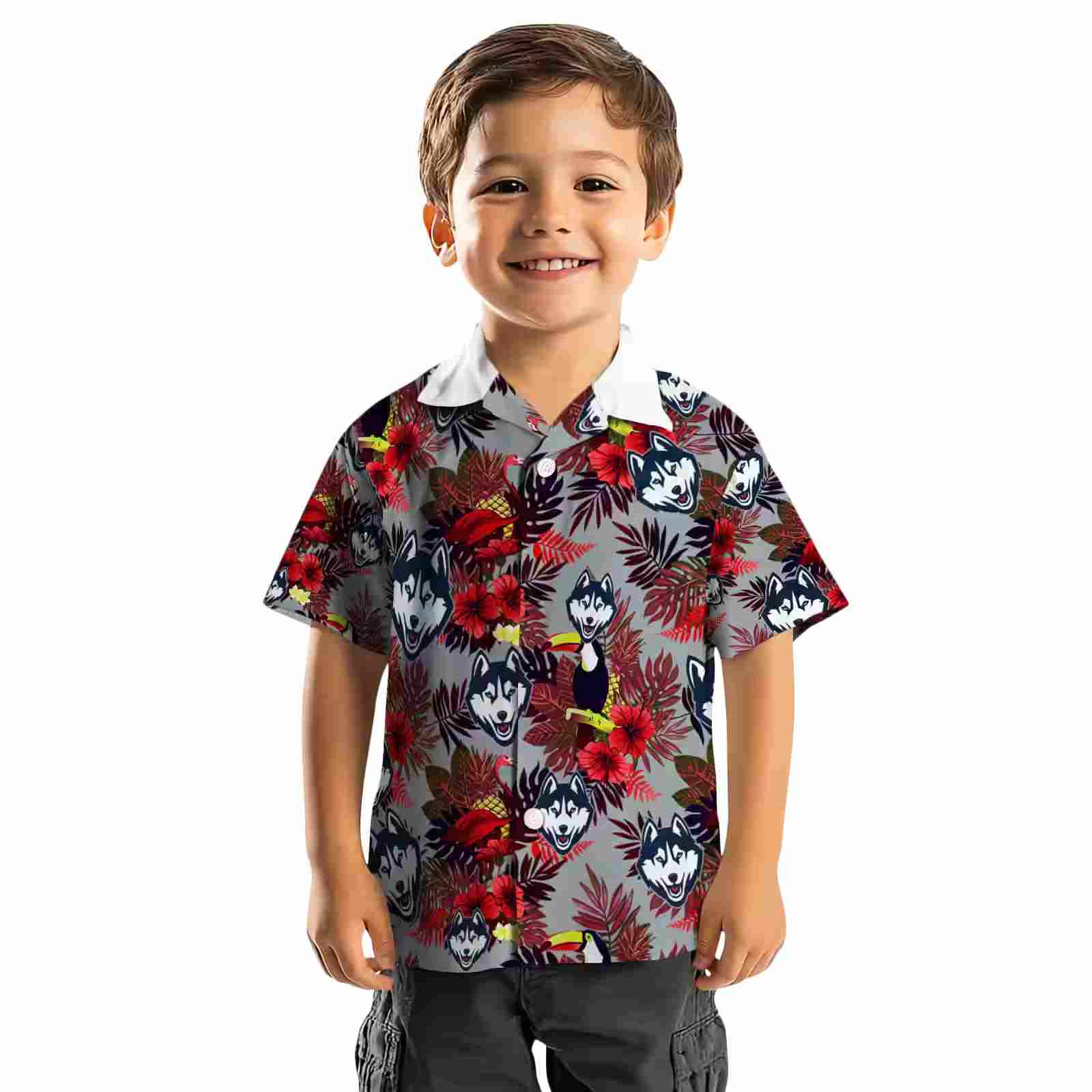 uconn huskies floral toucan blue red hawaiian shirt top rated