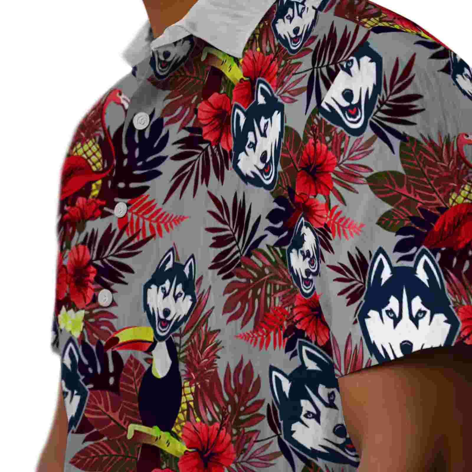 uconn huskies floral toucan blue red hawaiian shirt trendy