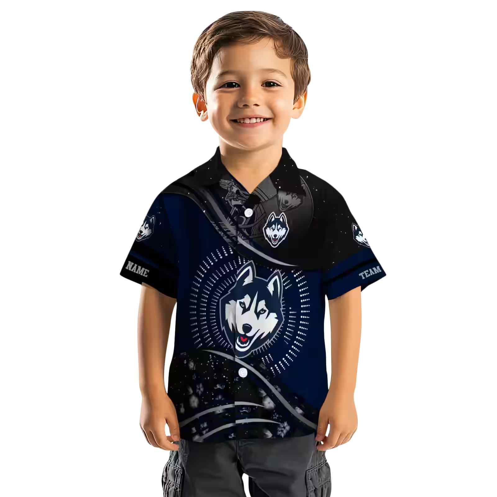 uconn huskies football wave blue black hawaiian shirt top rated