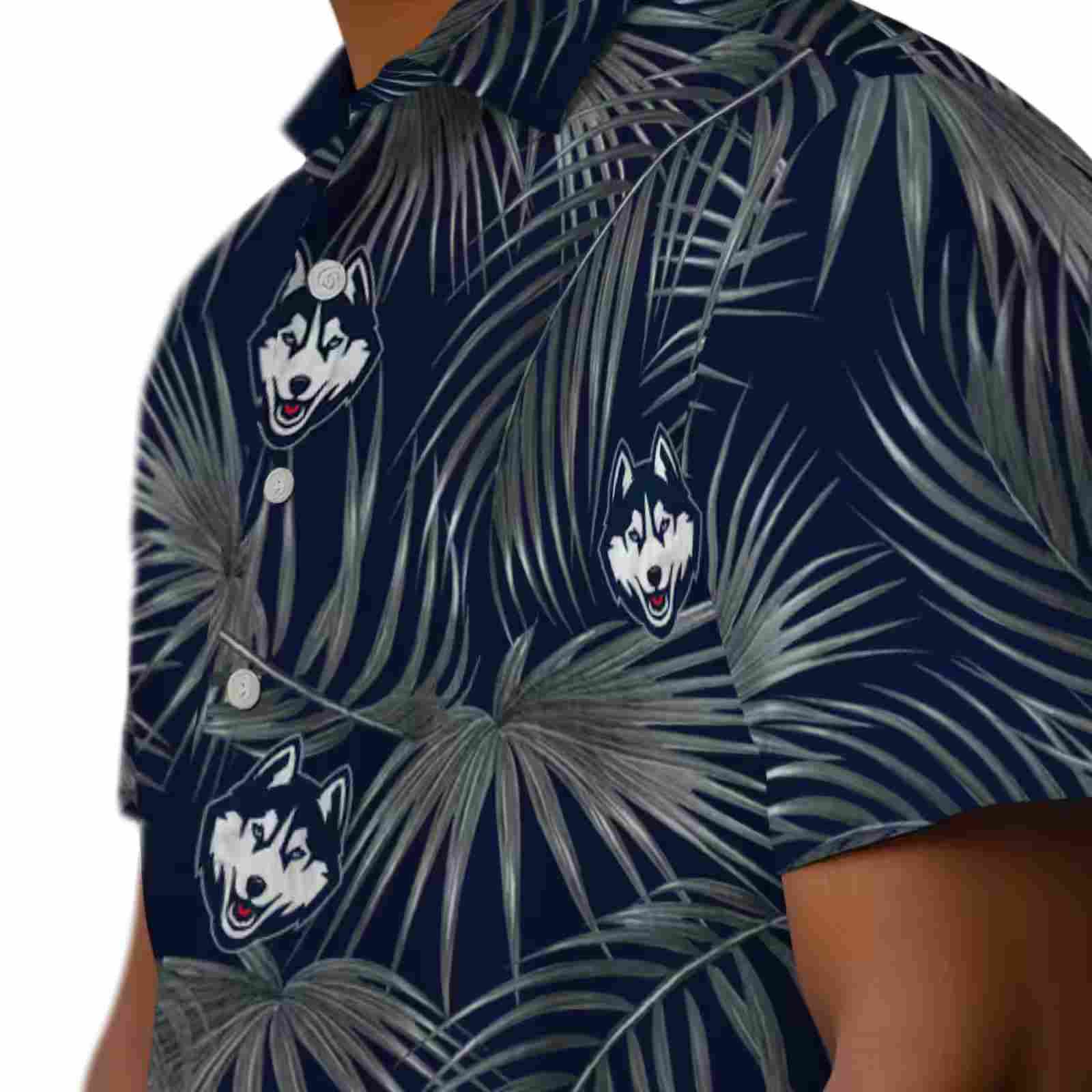 uconn huskies leafy palms blue hawaiian shirt trendy