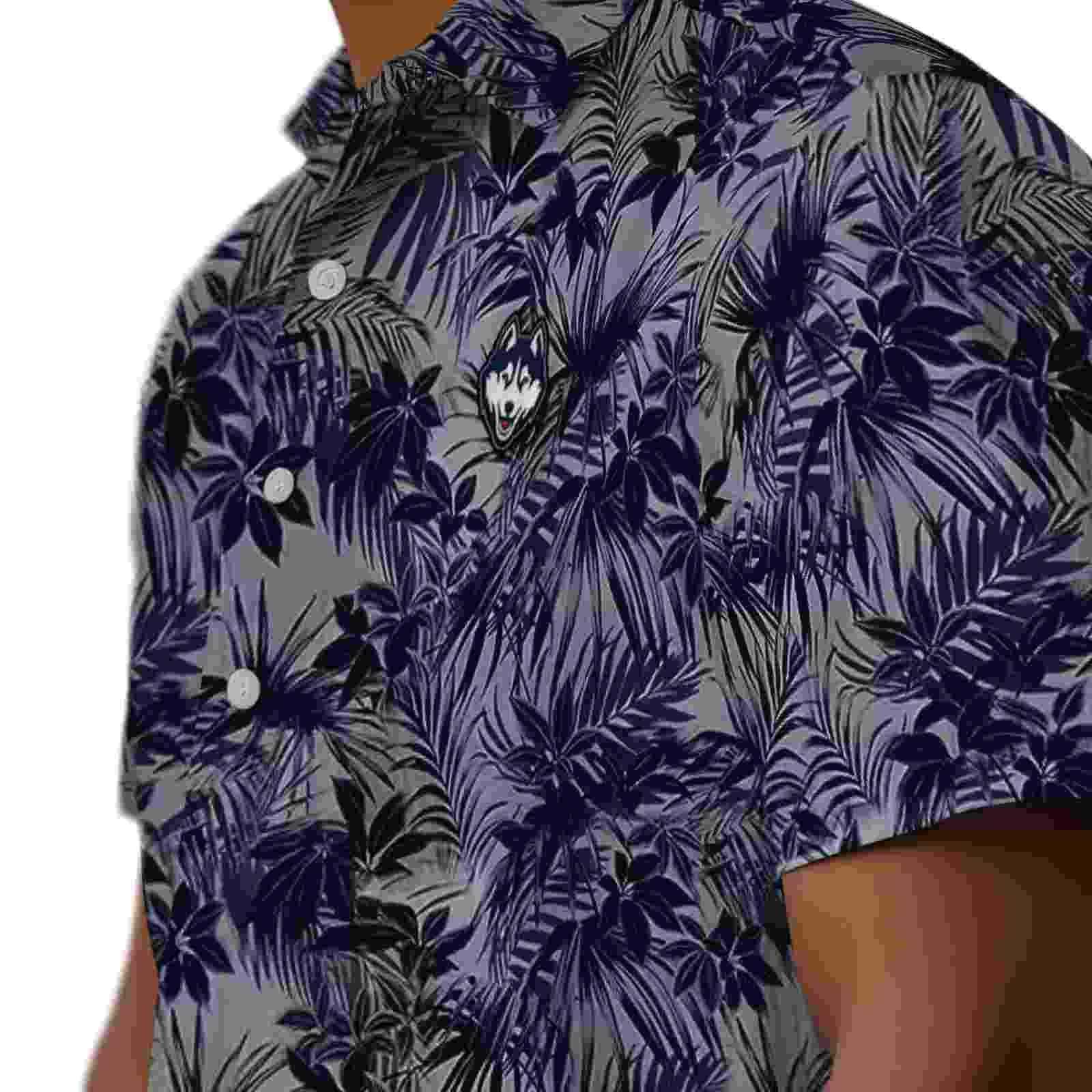 uconn huskies leafy pattern blue hawaiian shirt trendy