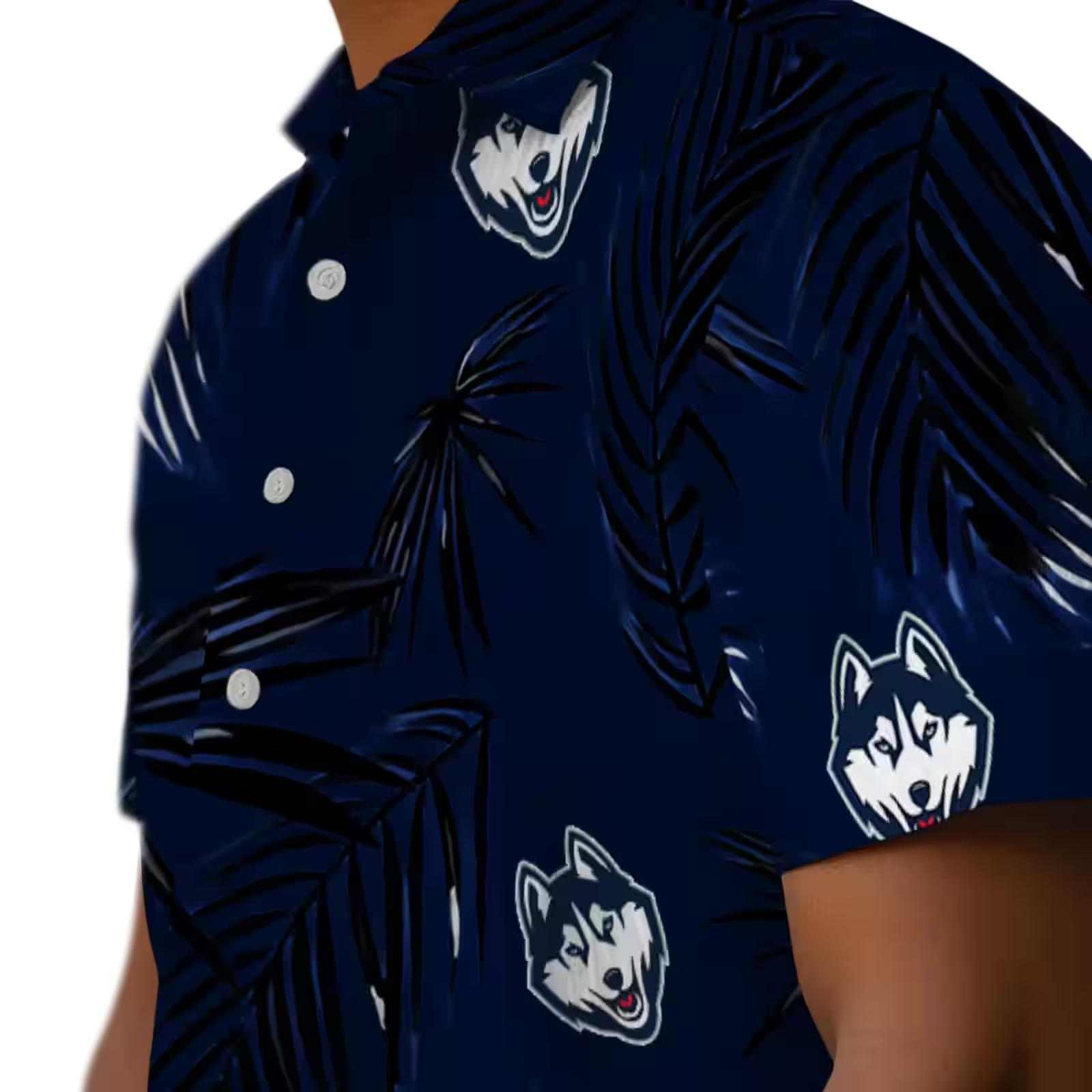 uconn huskies palm leaf blue hawaiian shirt trendy