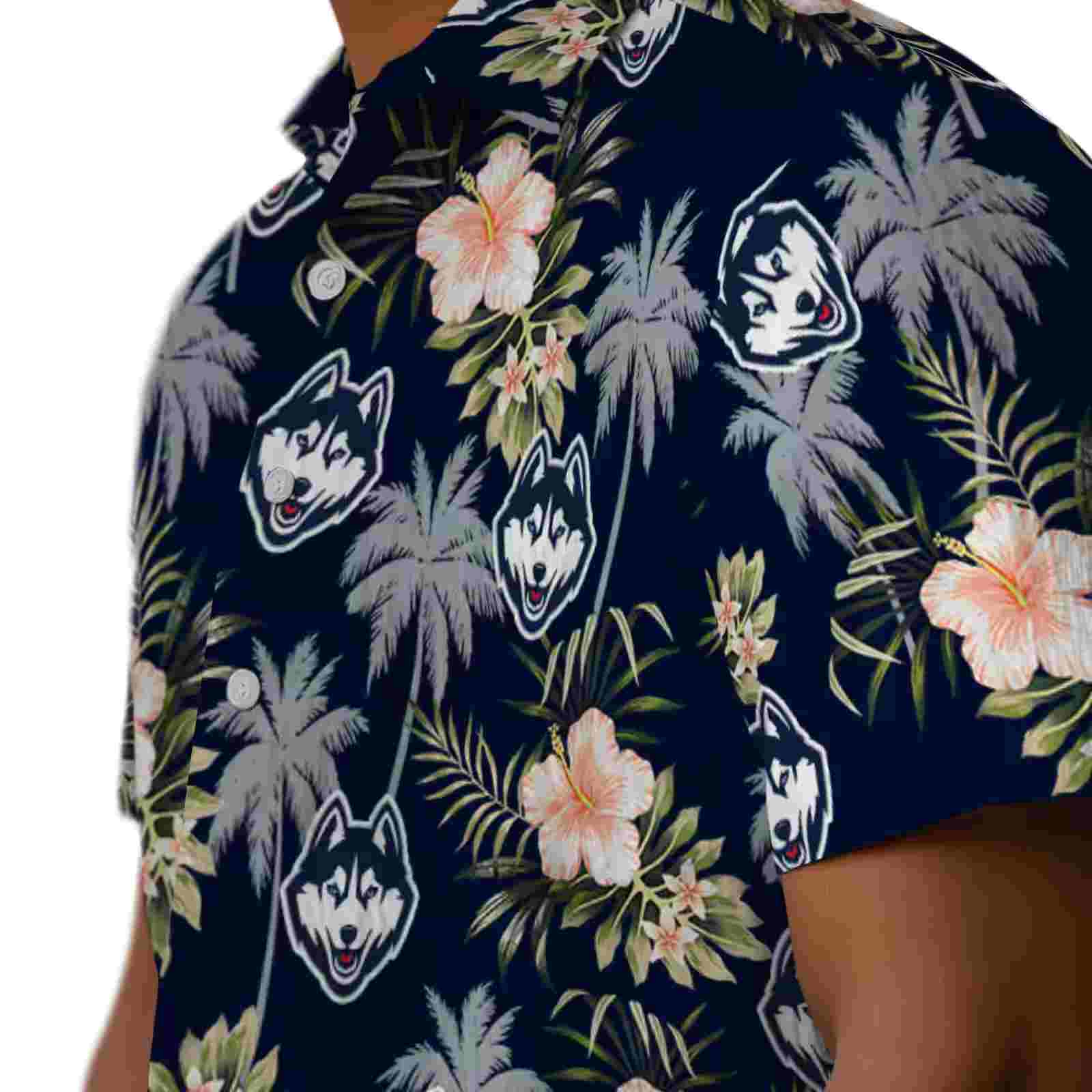 uconn huskies palm tree flower blue hawaiian shirt trendy