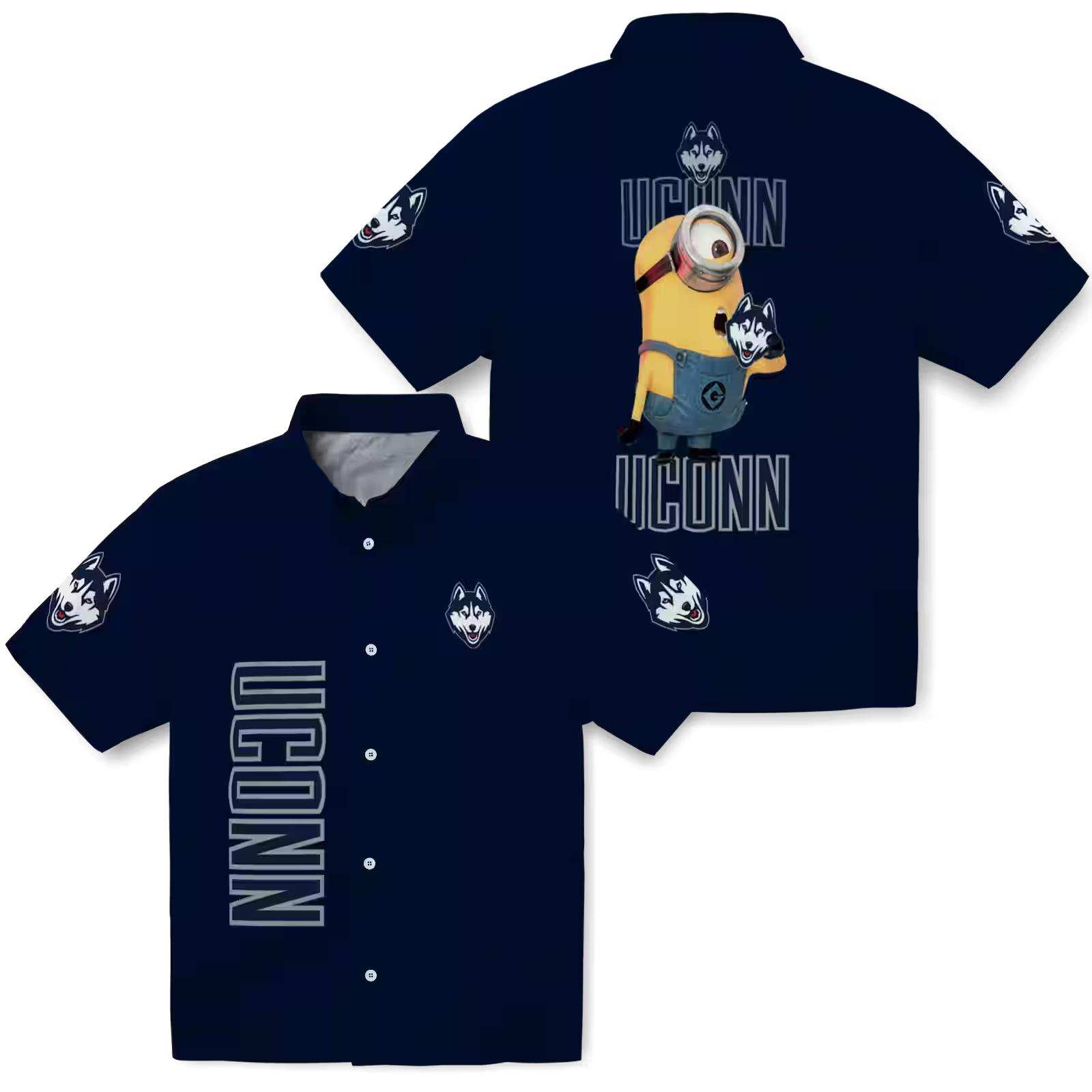 uconn huskies stuart minion blue hawaiian shirt high quality