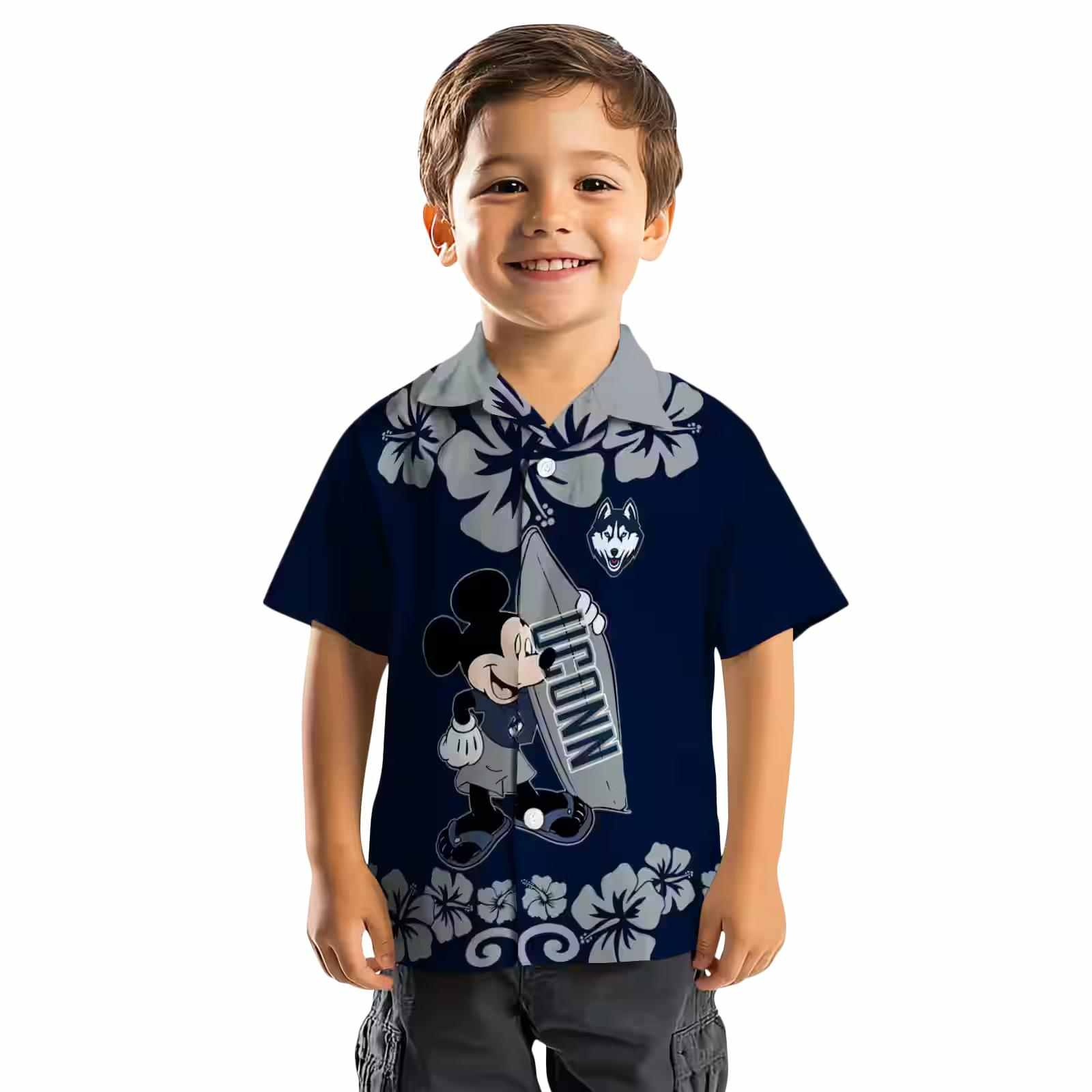 uconn huskies surfing mickey blue hawaiian shirt top rated