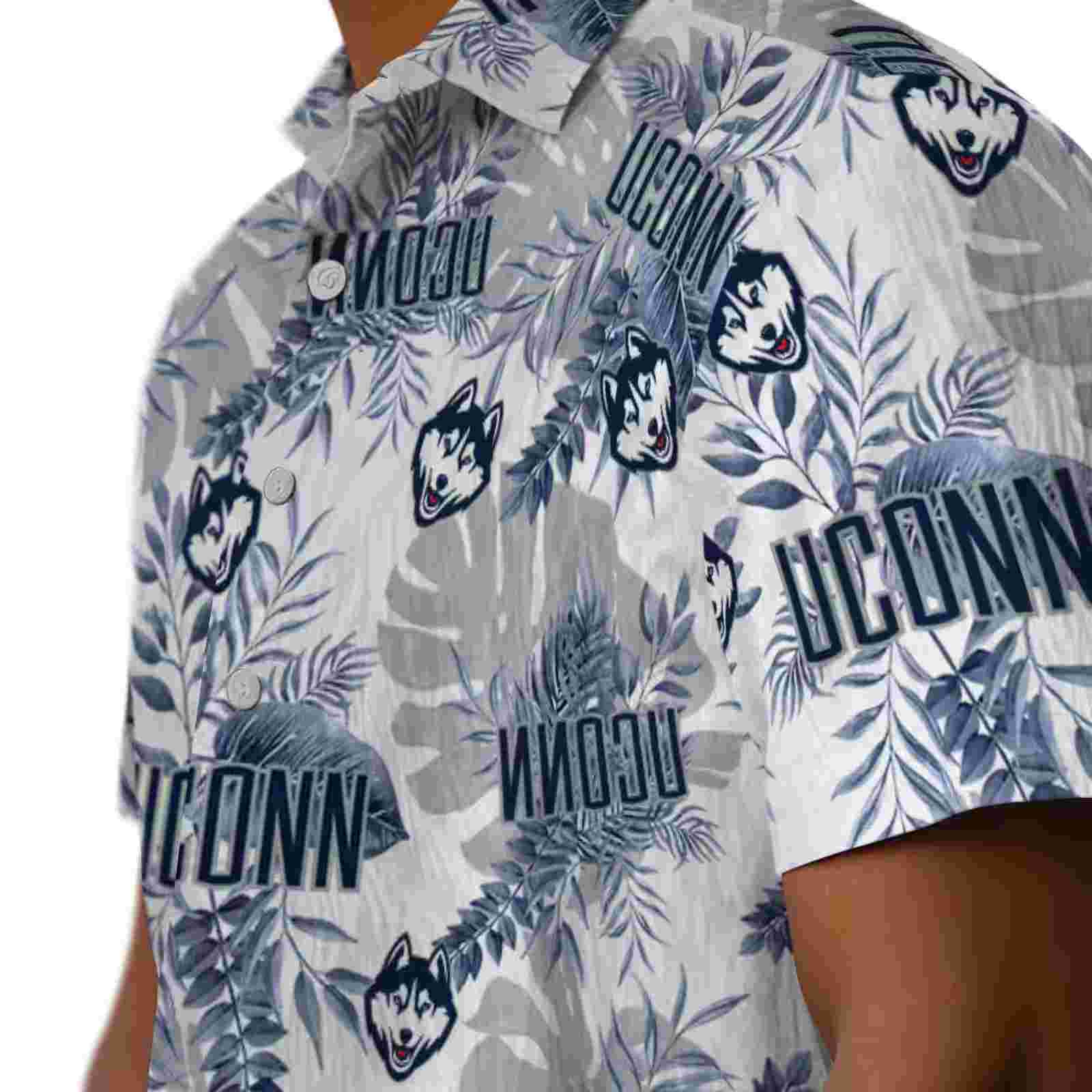 uconn huskies tropical leaves blue white hawaiian shirt trendy