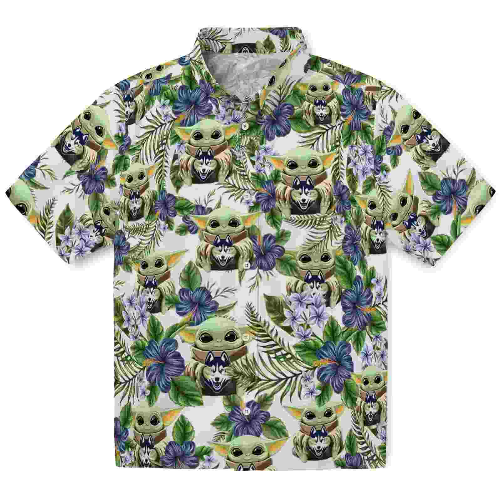 UConn Huskies Tropical Yoda Green Hawaiian Shirt