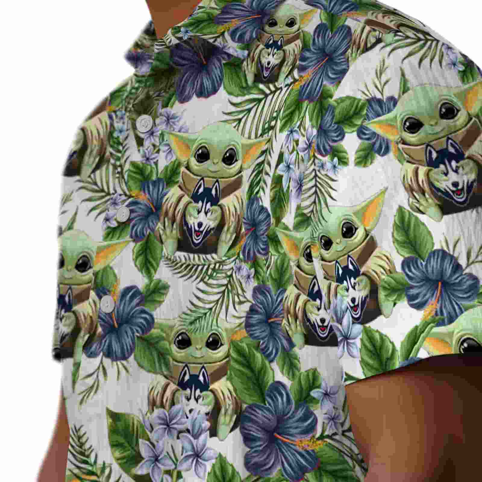 uconn huskies tropical yoda green hawaiian shirt trendy