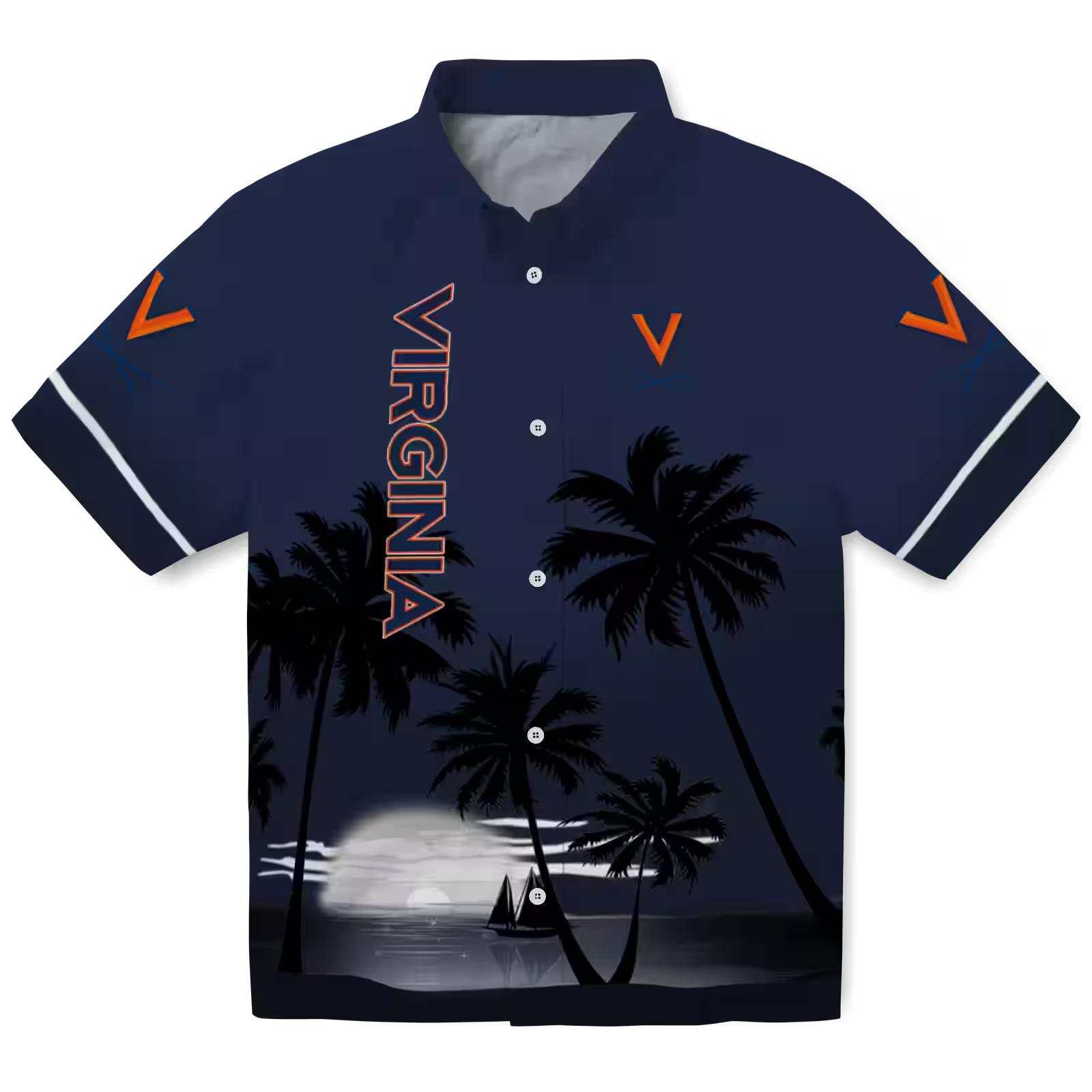 Virginia Cavaliers Beach Sunset Blue Black Hawaiian Shirt