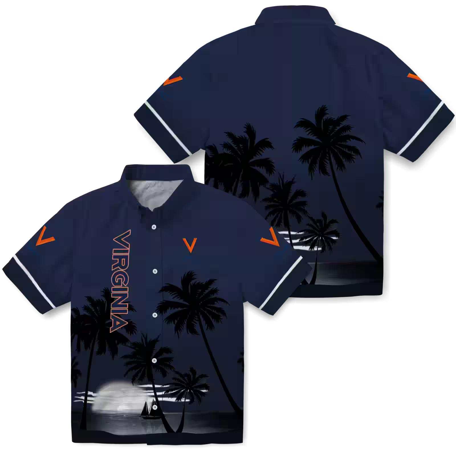 virginia cavaliers beach sunset blue black hawaiian shirt high quality