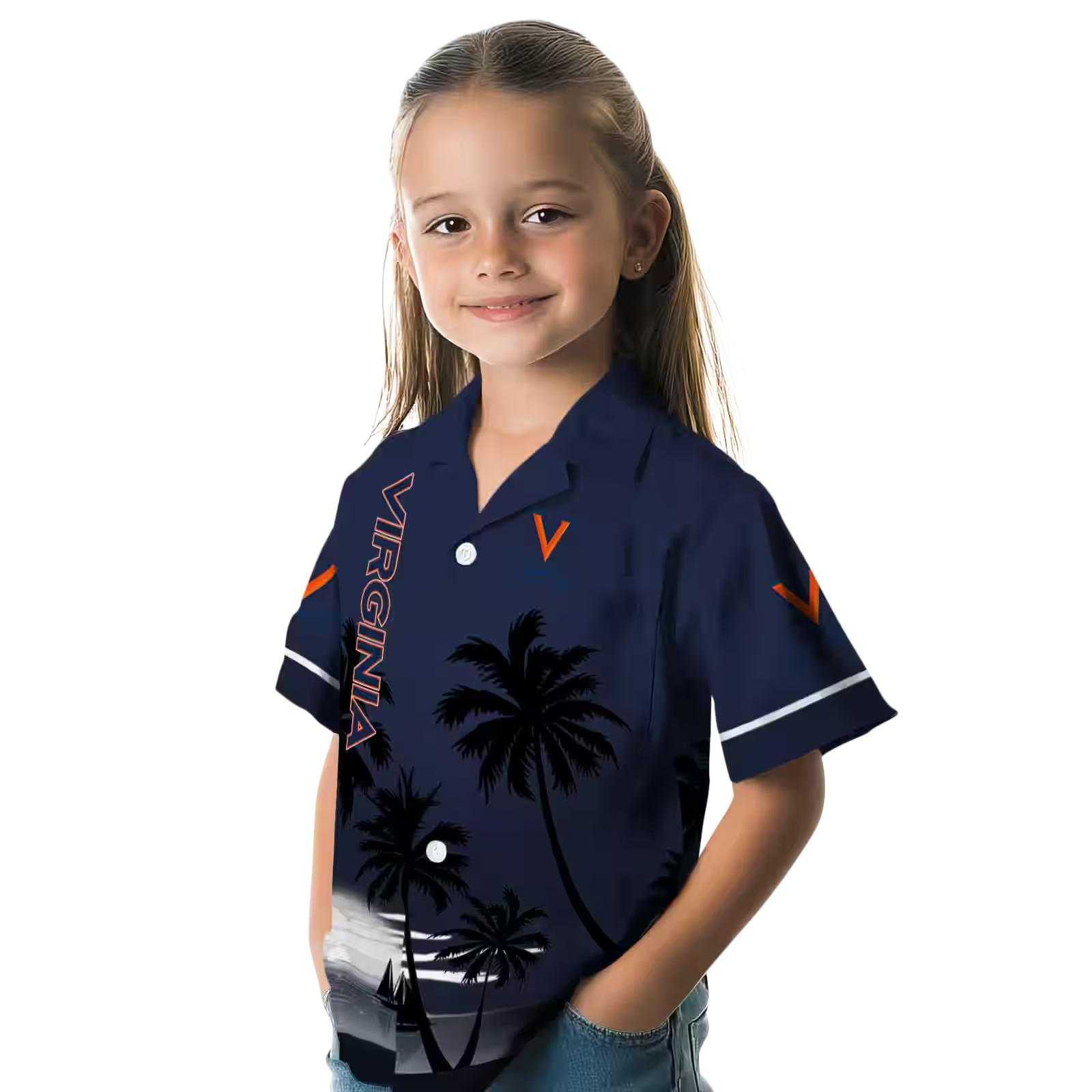 virginia cavaliers beach sunset blue black hawaiian shirt premium grade