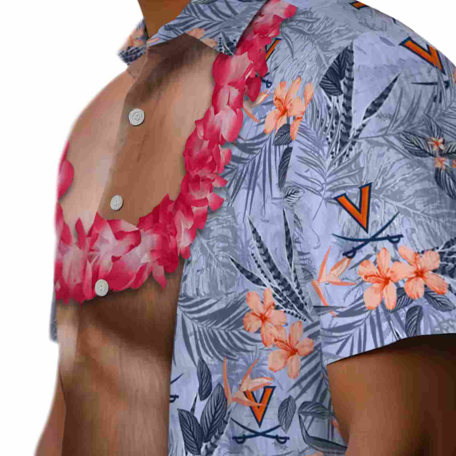 virginia cavaliers chest illusion blue hawaiian shirt trendy