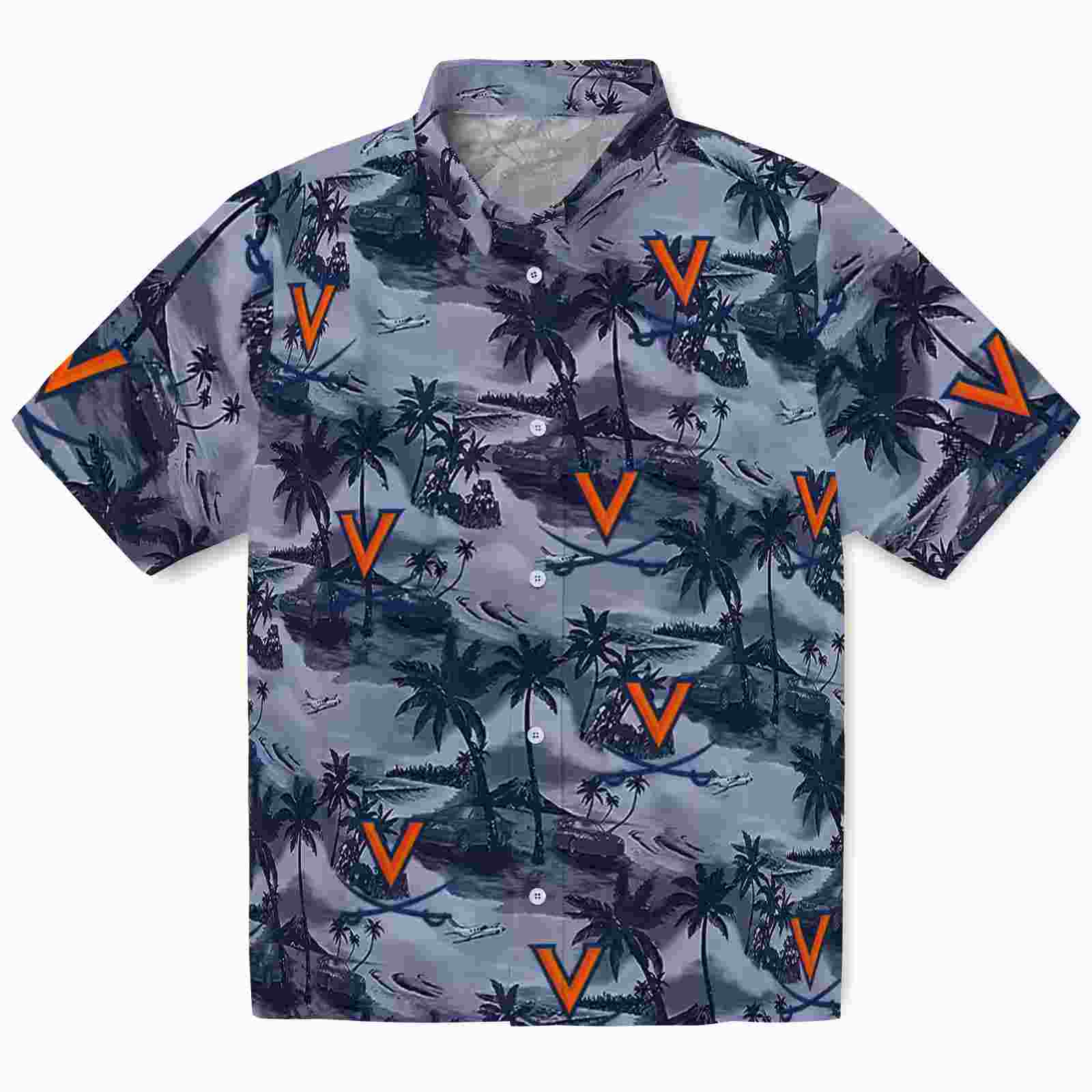 Virginia Cavaliers Coastal Palms Blue Hawaiian Shirt