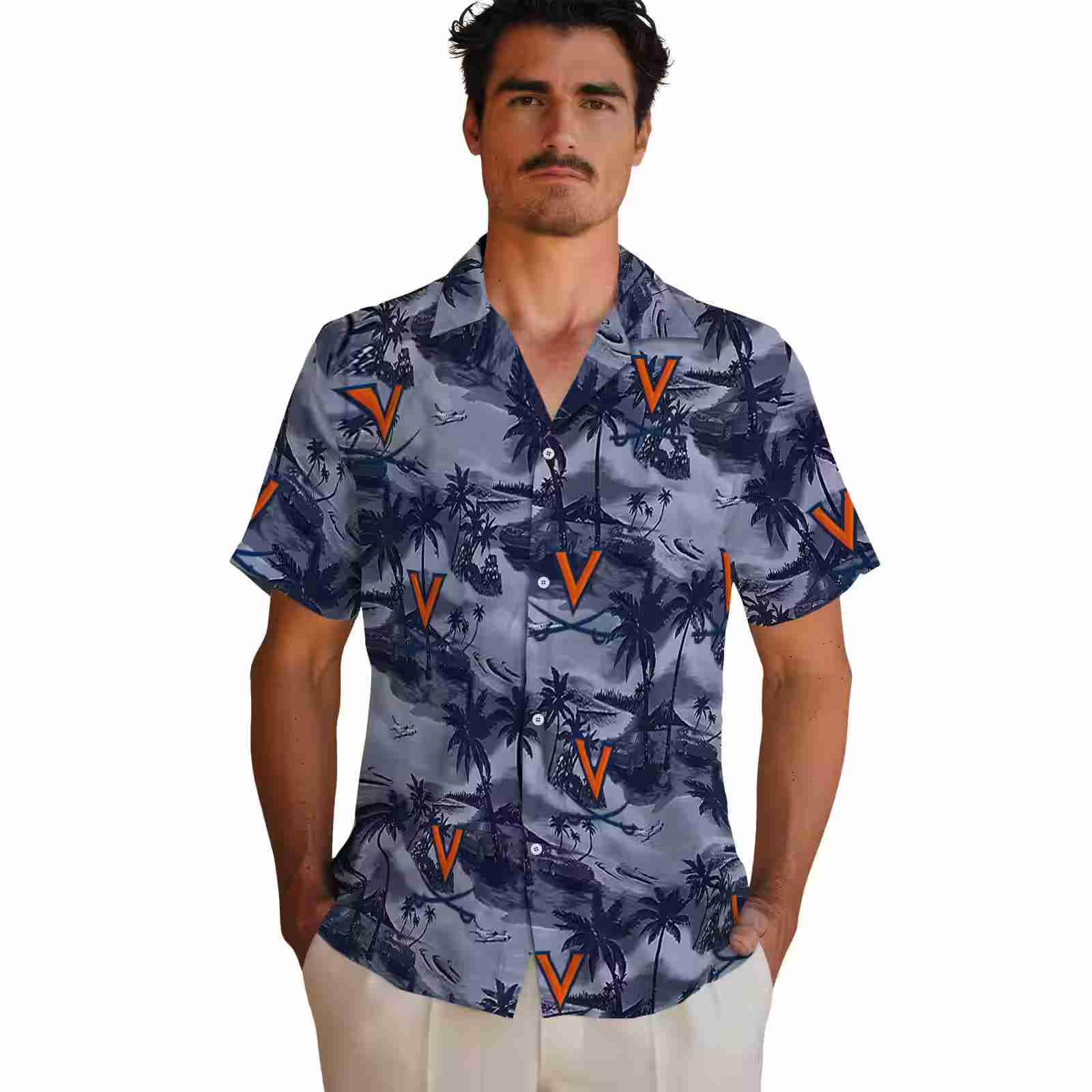 virginia cavaliers coastal palms blue hawaiian shirt fashion forward