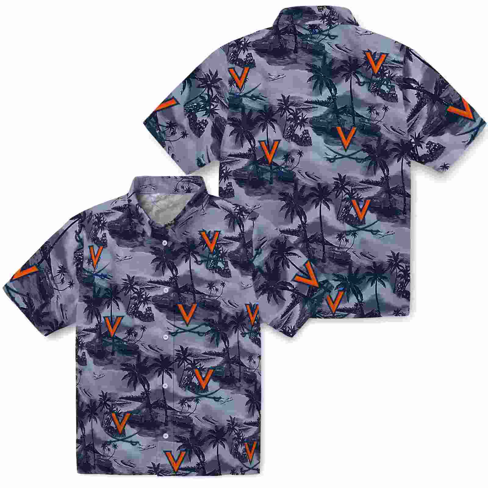 virginia cavaliers coastal palms blue hawaiian shirt high quality