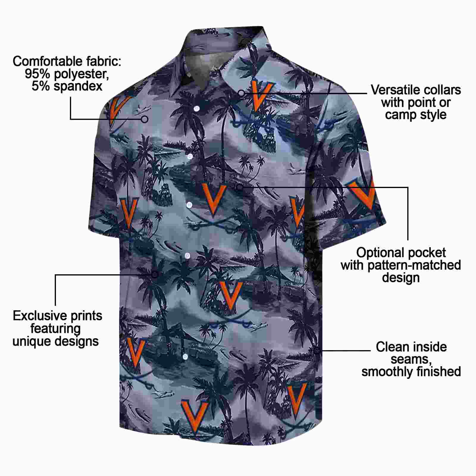 virginia cavaliers coastal palms blue hawaiian shirt new arrival