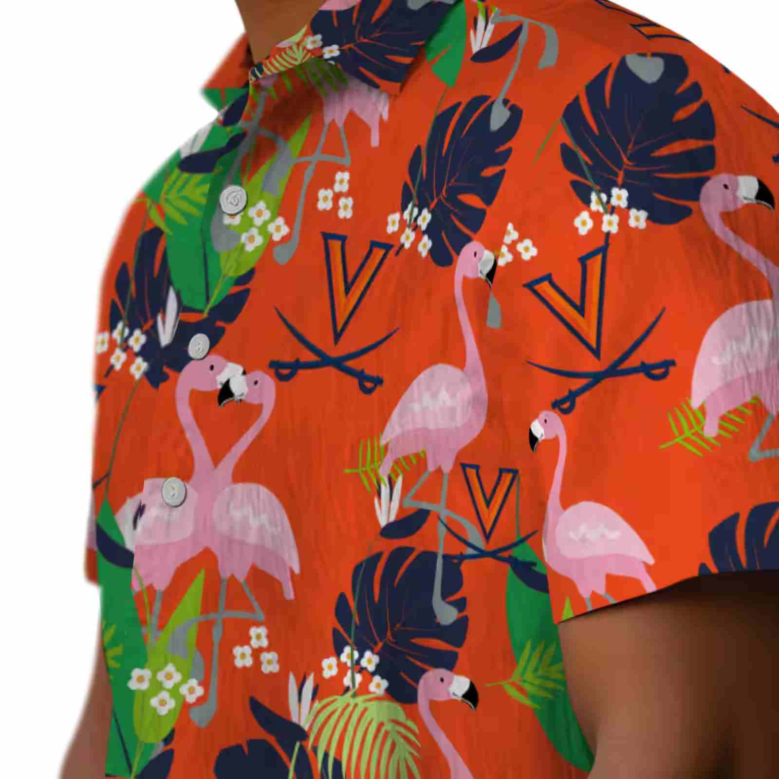 virginia cavaliers flamingo foliage blue green hawaiian shirt trendy