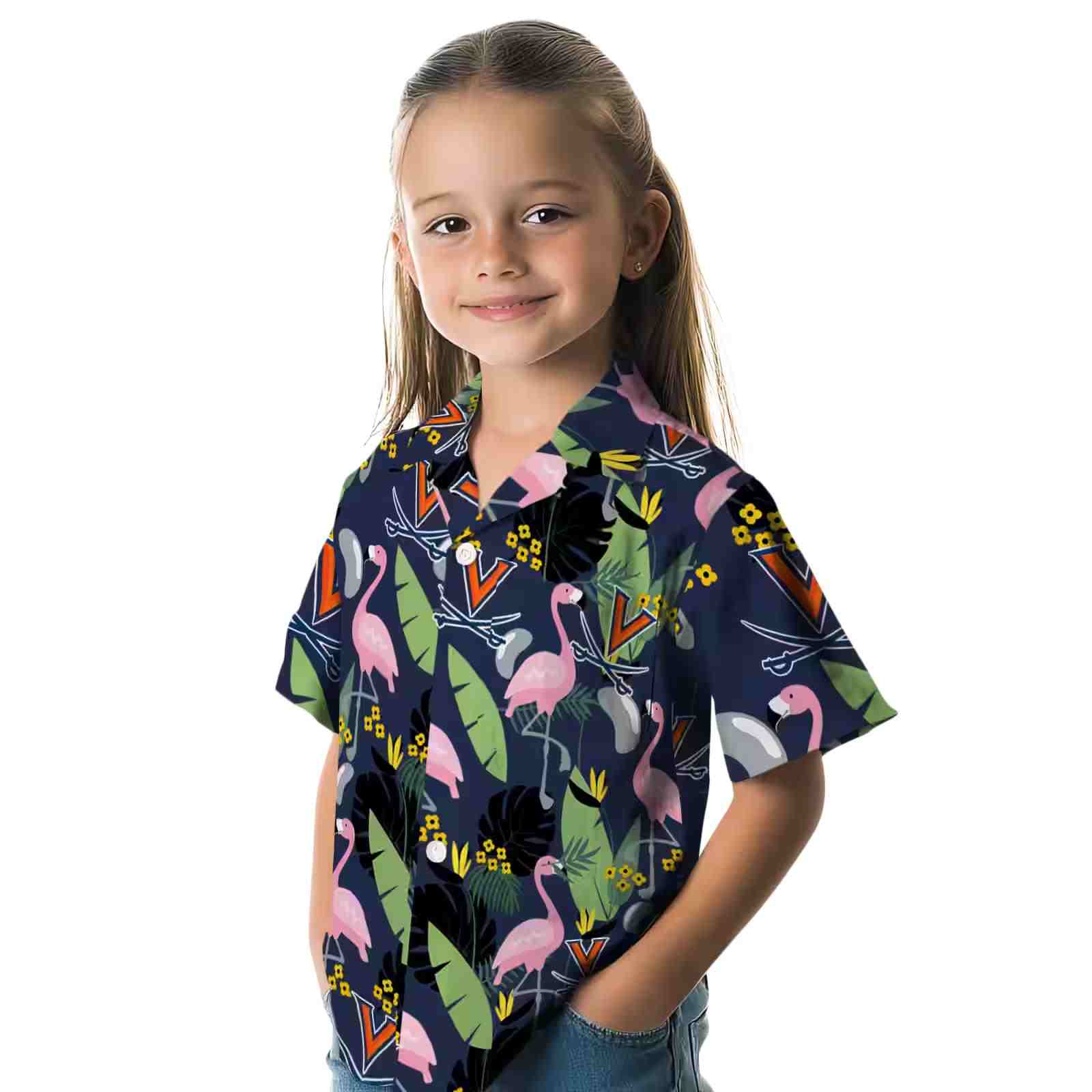 virginia cavaliers flamingo leaves blue hawaiian shirt premium grade