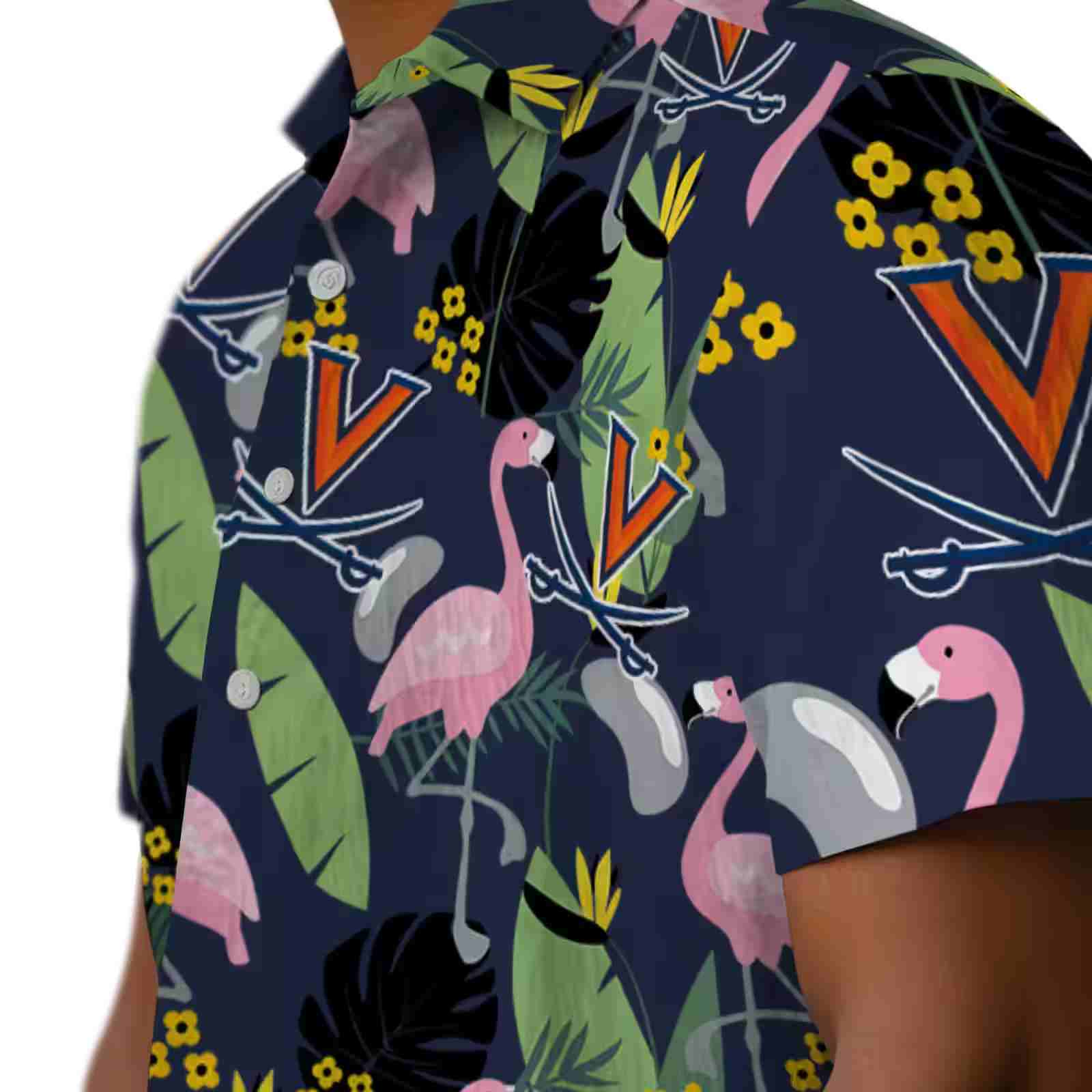 virginia cavaliers flamingo leaves blue hawaiian shirt trendy