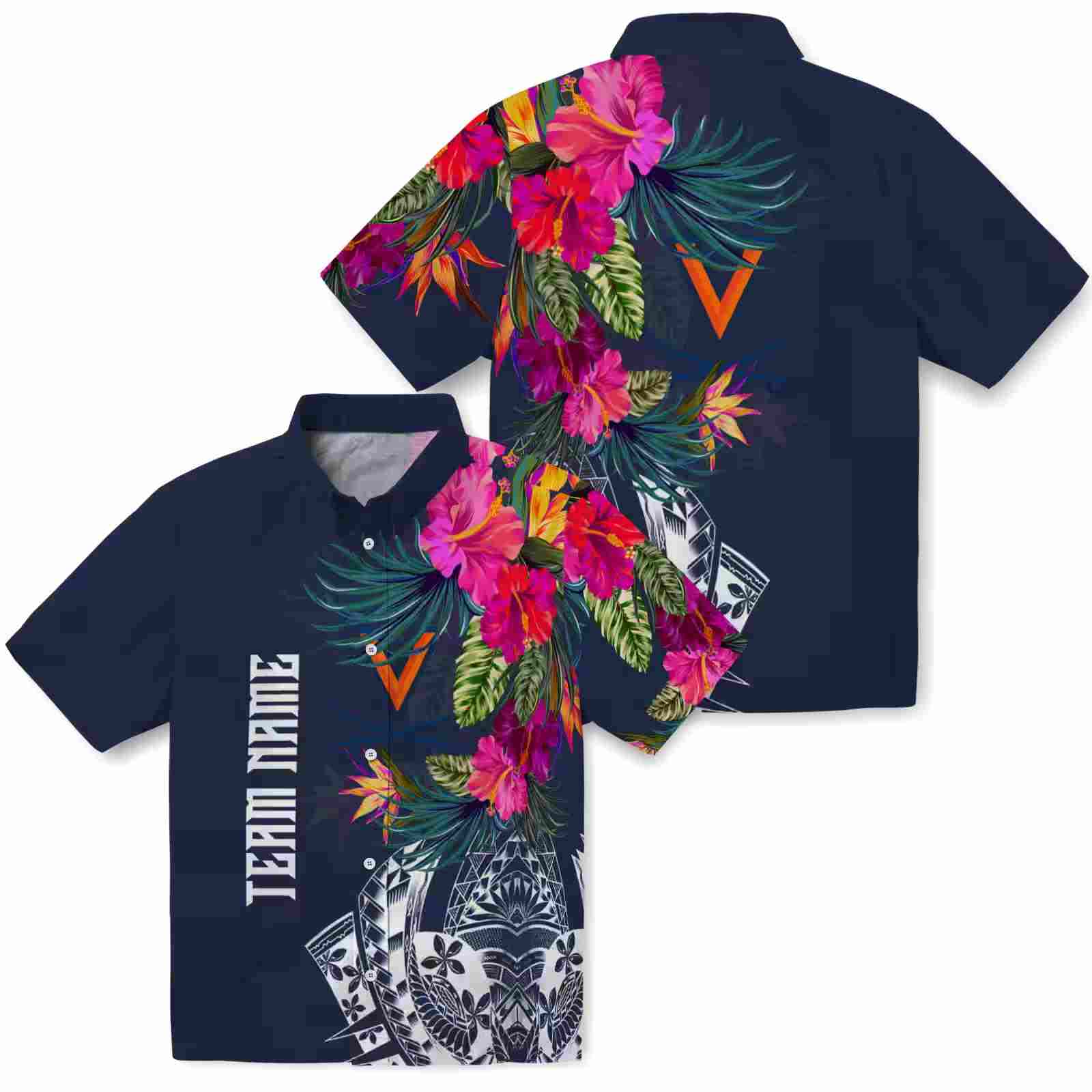 virginia cavaliers floral polynesian blue hawaiian shirt high quality