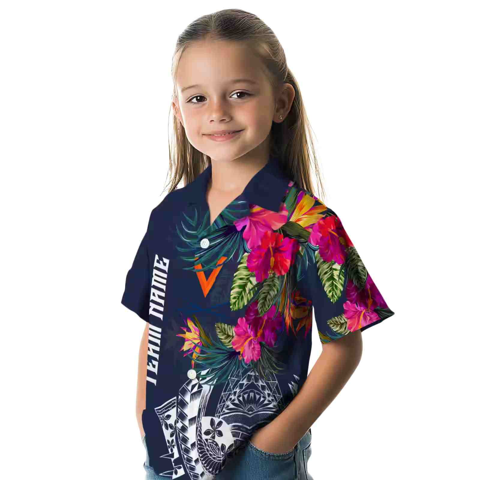 virginia cavaliers floral polynesian blue hawaiian shirt premium grade